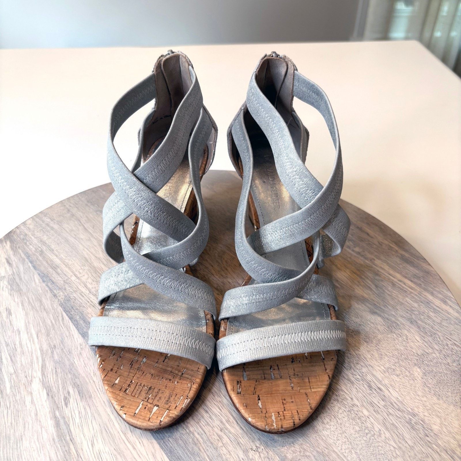 Donald Pliner Donald J Pliner Jemi Silve Wedge Sandals 8.5 Cork Heels Size US 8.5 / IT 38.5 - 4 Thumbnail