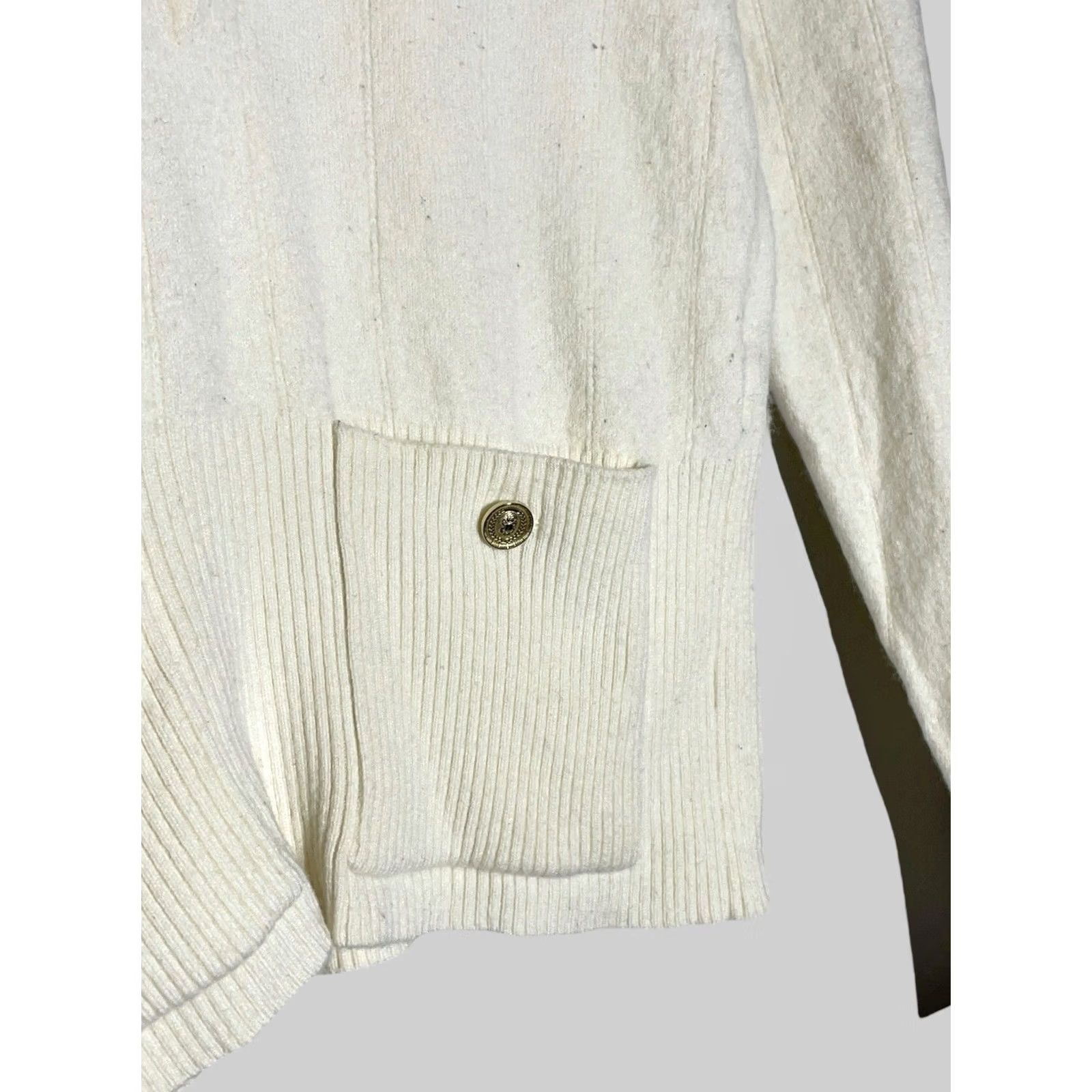 Sandro Sandro Women’s Wool Sweater Size 1 Beige V-Neck Long Sleeve Size XS / US 0-2 / IT 36-38 - 3 Thumbnail