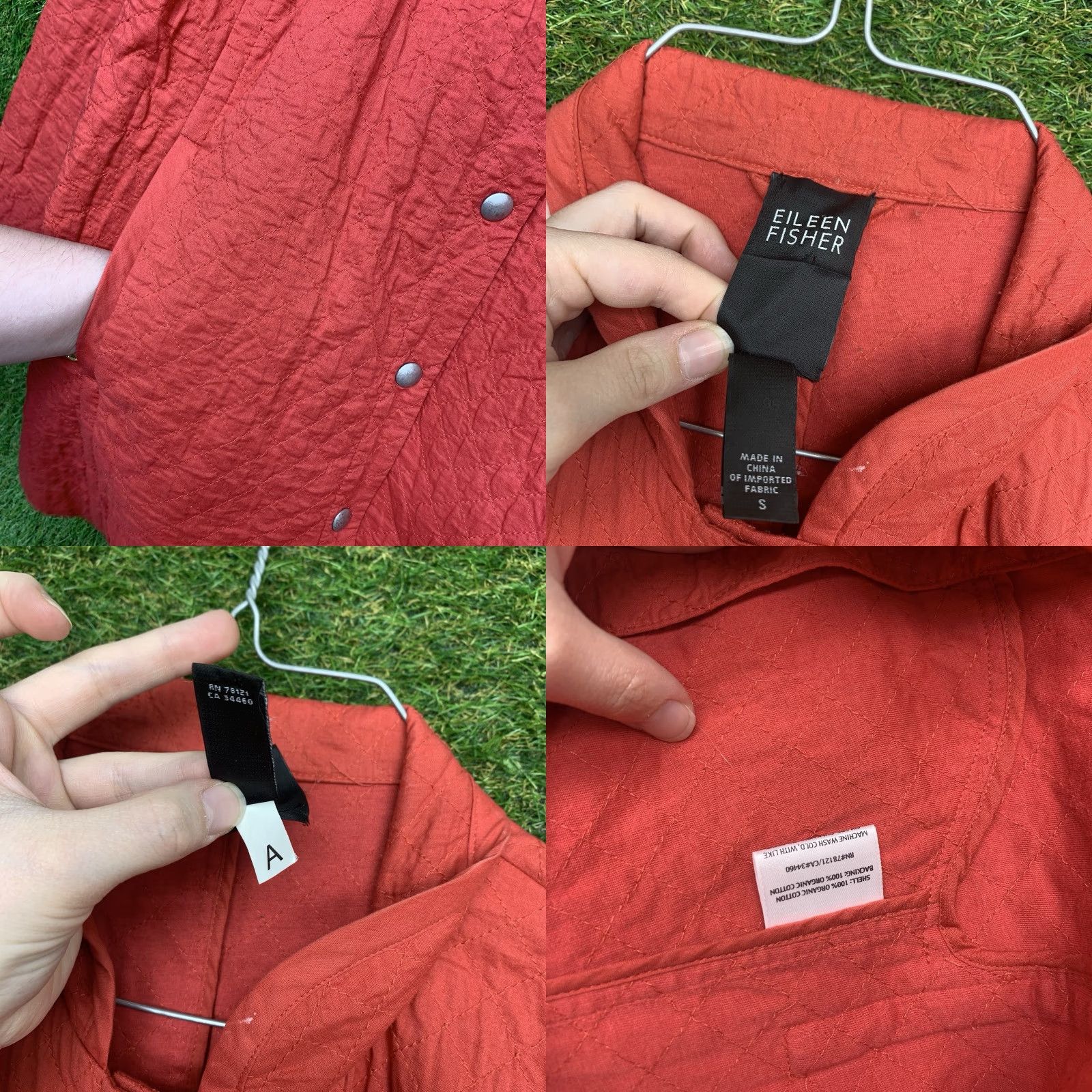 Eileen Fisher Eileen Fisher Quilted Jacket Womans Small Coral Red Snap Close Blazer Size S / US 4 / IT 40 - 8 Thumbnail