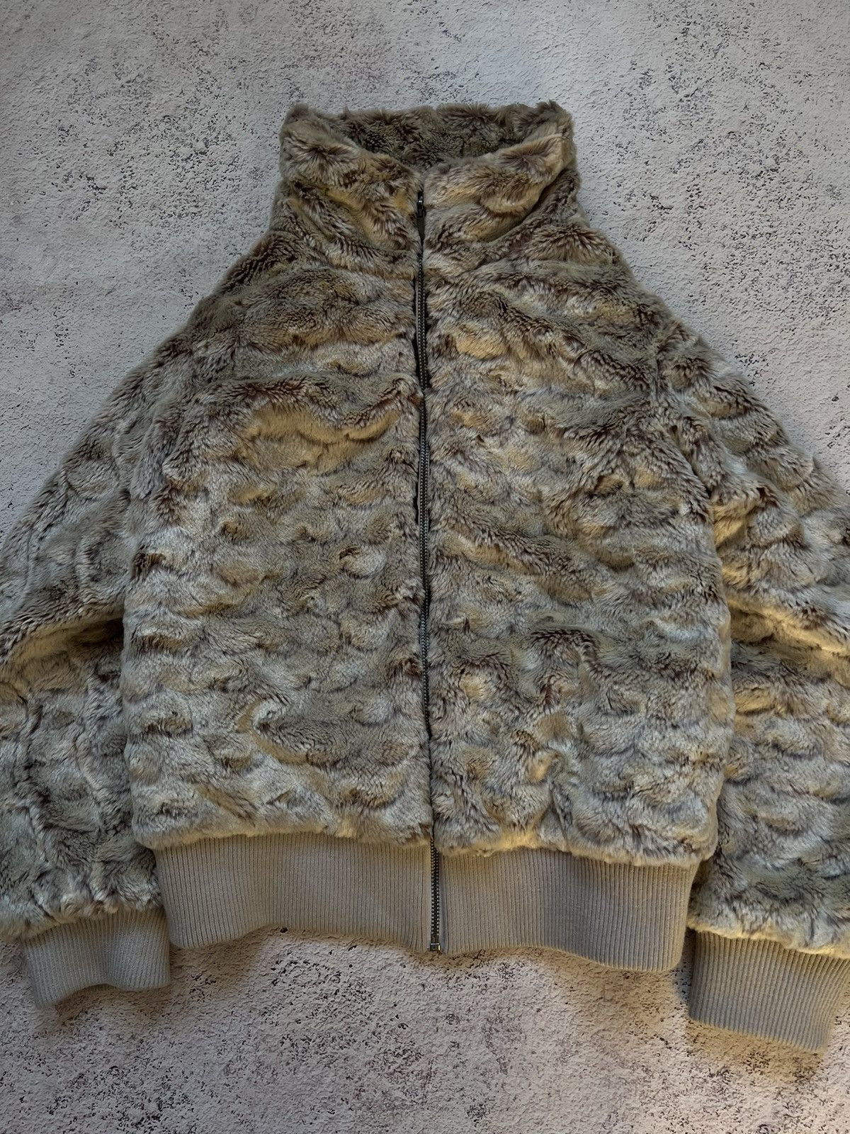 Y2K Vintage Full Mohair Fuzzy Faux Fur Fluffy Jacket