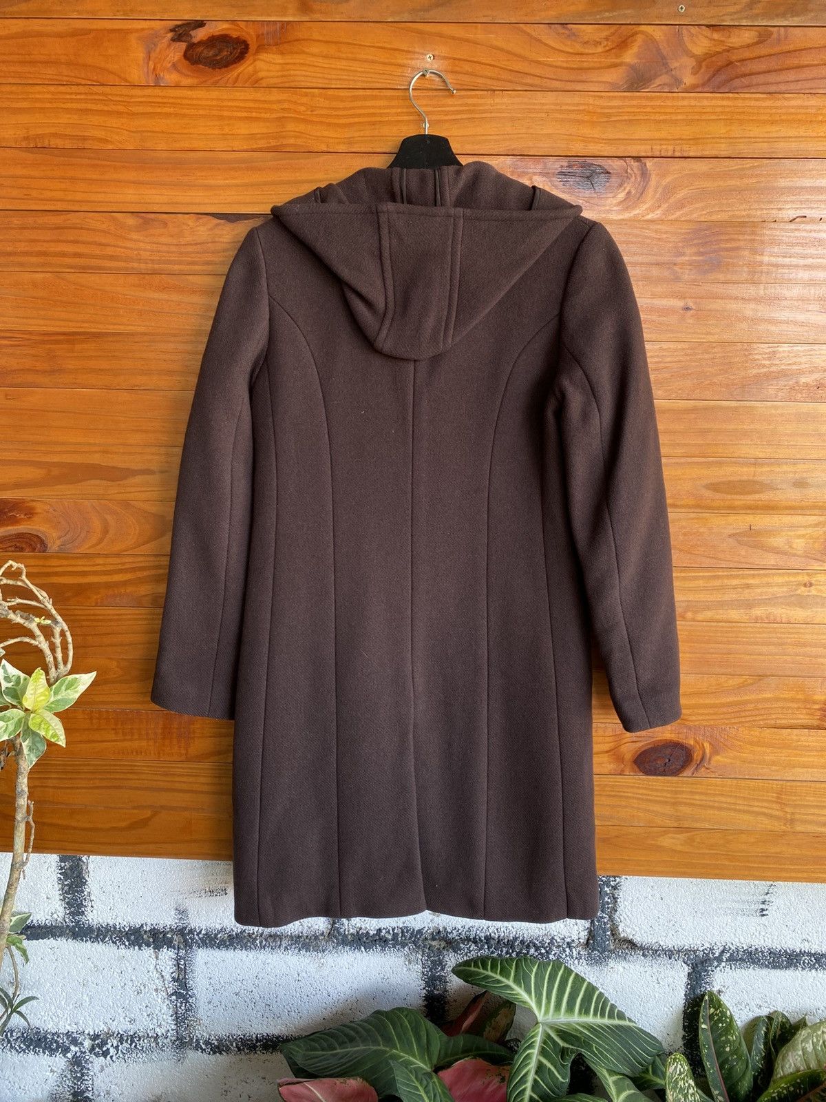 Japanese Brand Vintage INÉD Brown Hooded Wool Coat| Women’s Size 2 Size M / US 6-8 / IT 42-44 - 10 Thumbnail
