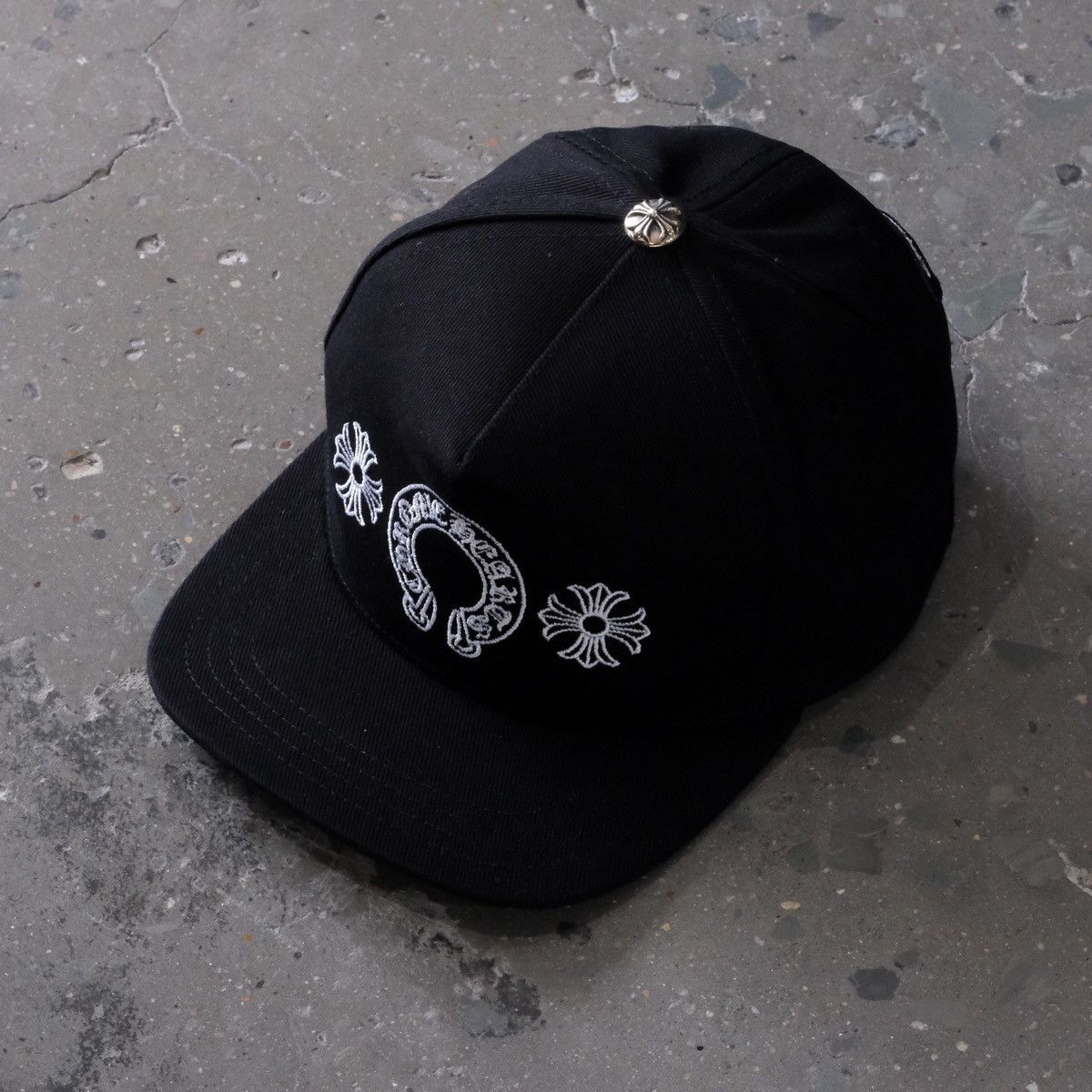 Pre-owned Chrome Hearts Baseball Cap - Horseshoe Denim In Black