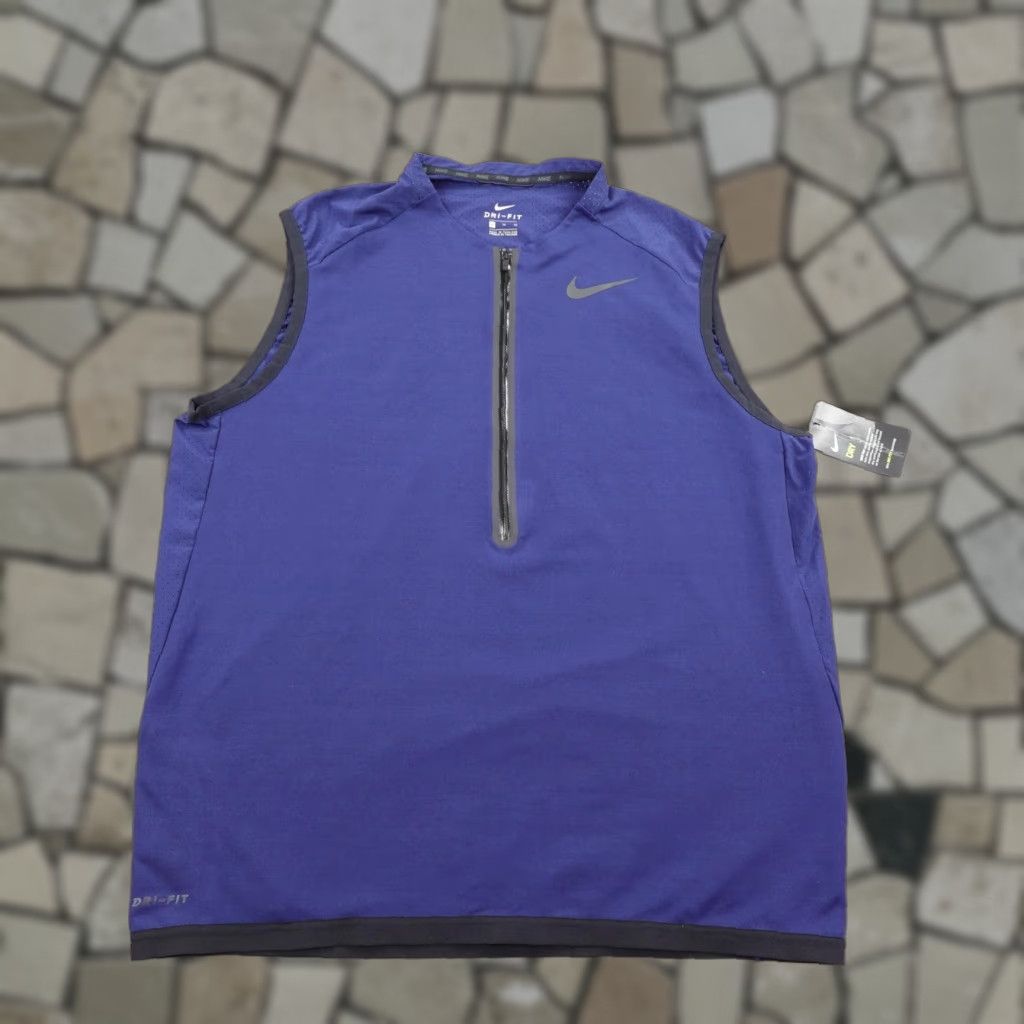 Nike Nike Vest Mens XL Blue Dri Fit 1/4 Zip Sleeveless Pullover Training Performance New Size US XL / EU 56 / 4 - 1 Thumbnail