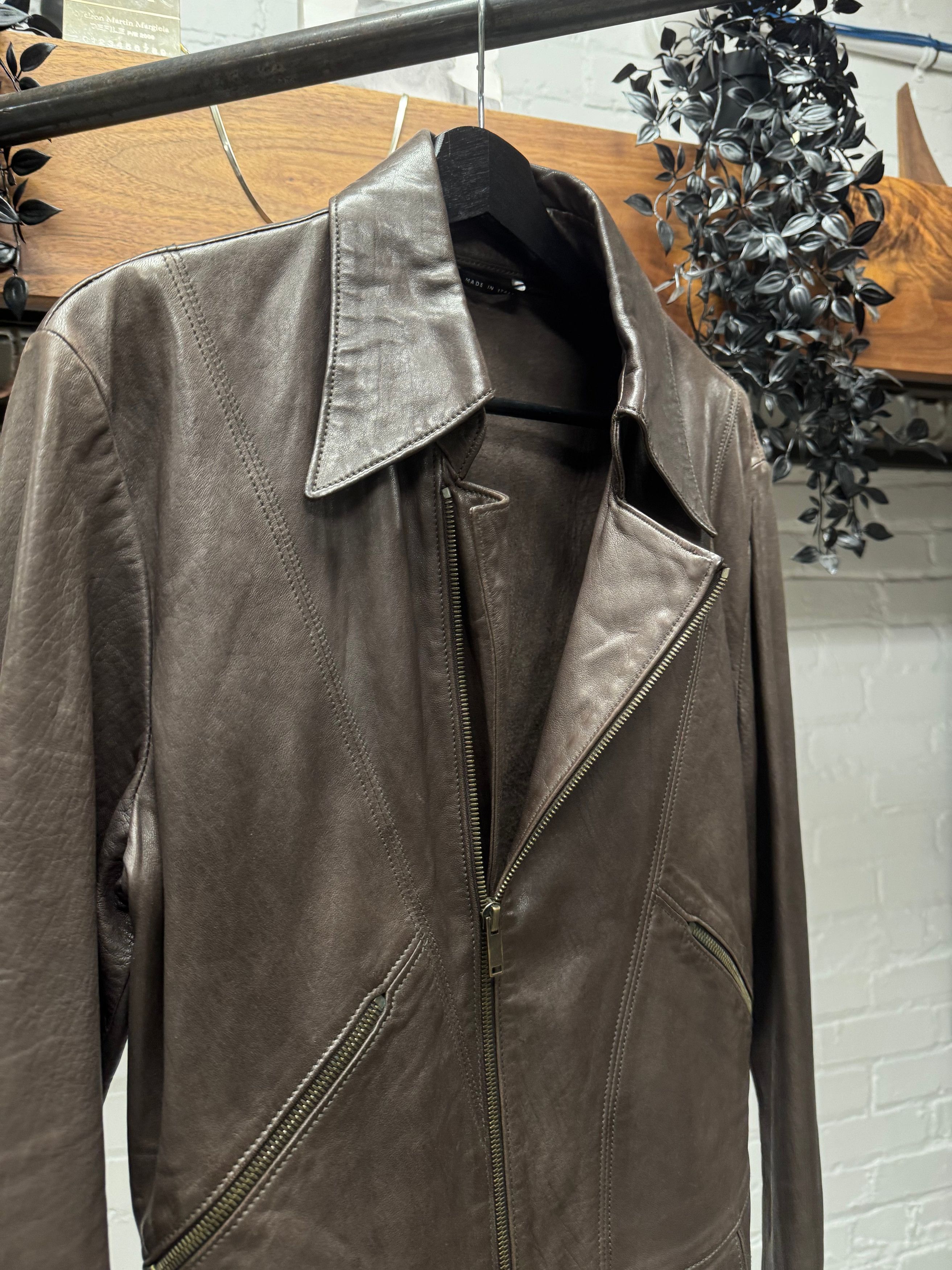 Gucci Gucci Lambskin Leather Brown ‘Pointe Collar’ Biker Jacket Size US S / EU 44-46 / 1 - 2 Thumbnail