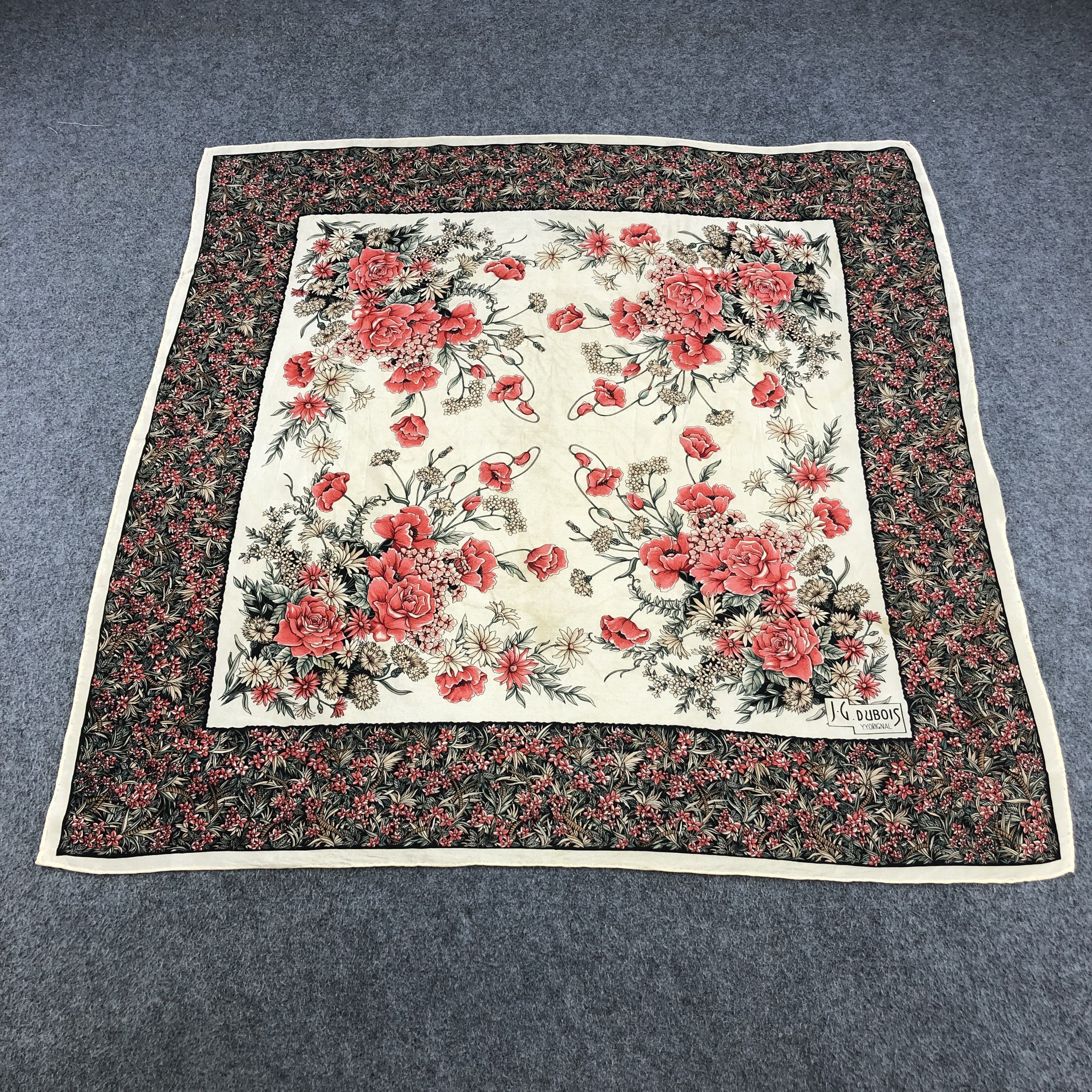 Japanese Brand J.G Dubois Floral Silk Scarf M270 Size ONE SIZE - 2 Thumbnail
