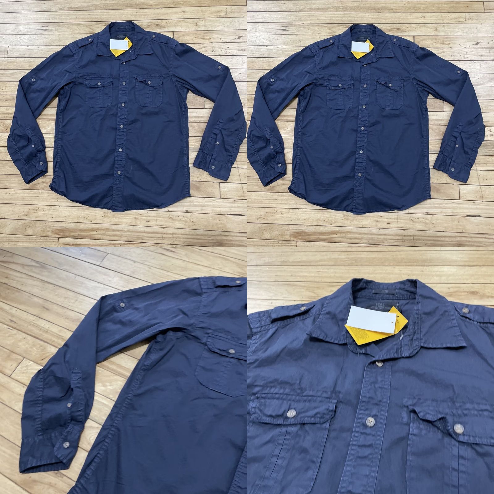 H&M H&M L.o.g.g. Button Up shirt New Men L Fitted Military Navy Blue Long Sleeve Shirt Men's Button-Up Navy Blue 30 Size US M / EU 48-50 / 2 - 9 Thumbnail