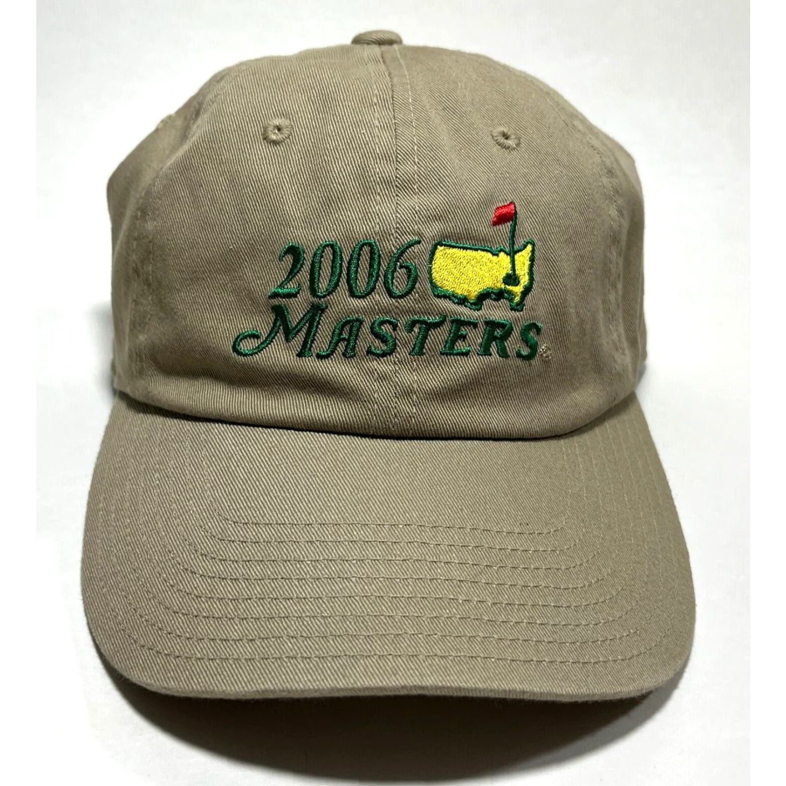 American Needle VINTAGE American Needle Strapback Hat Golf Hat Unisex Adults One Size Tan 2006 Masters Augusta National Cotton Adjustable Sports Golf Mens Women Size ONE SIZE - 4 Thumbnail