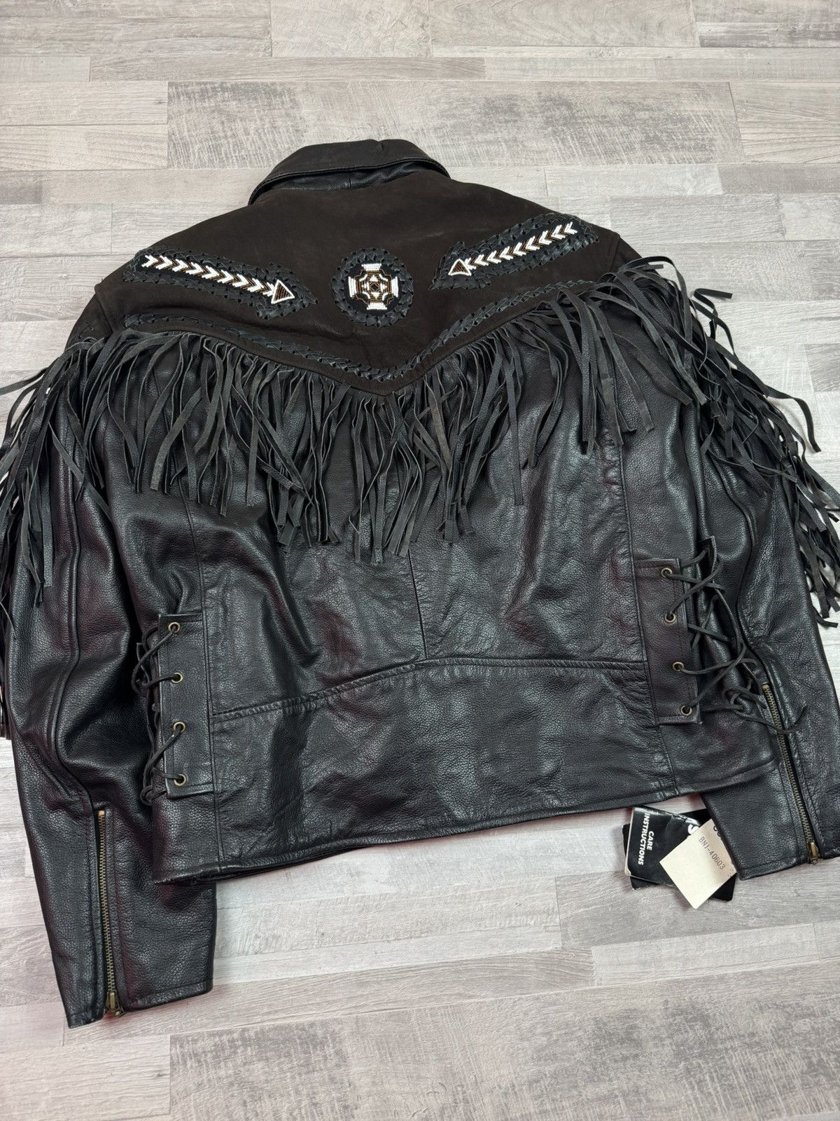 MDK Vintage 90s MDK Fringes Racing Cowboy Wear Leather Jacket XL Size US XL / EU 56 / 4 - 4 Thumbnail