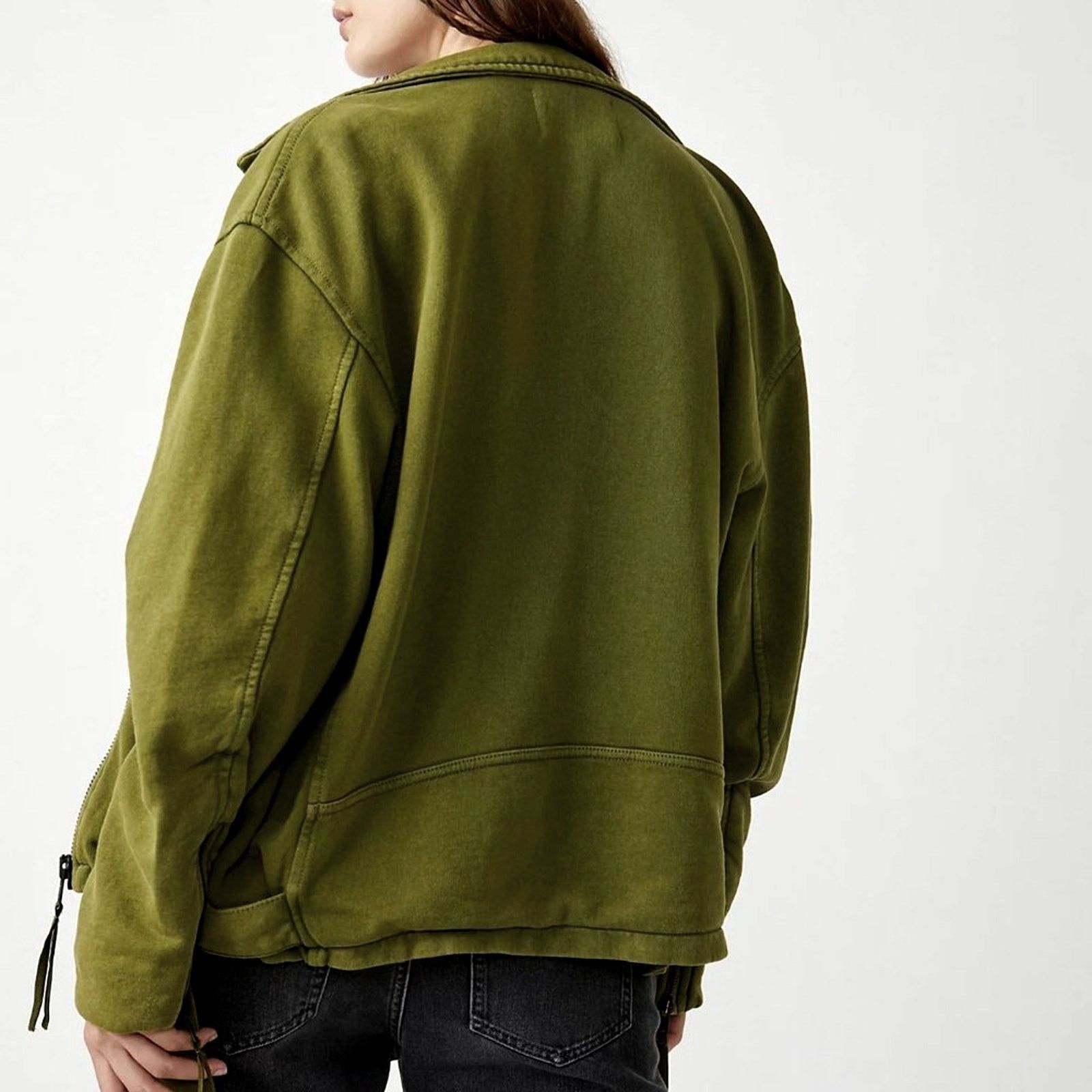 Free People Free People Rebel Knit Oversized Moto Jacket Green - size XL Size XL / US 12-14 / IT 48-50 - 5 Thumbnail