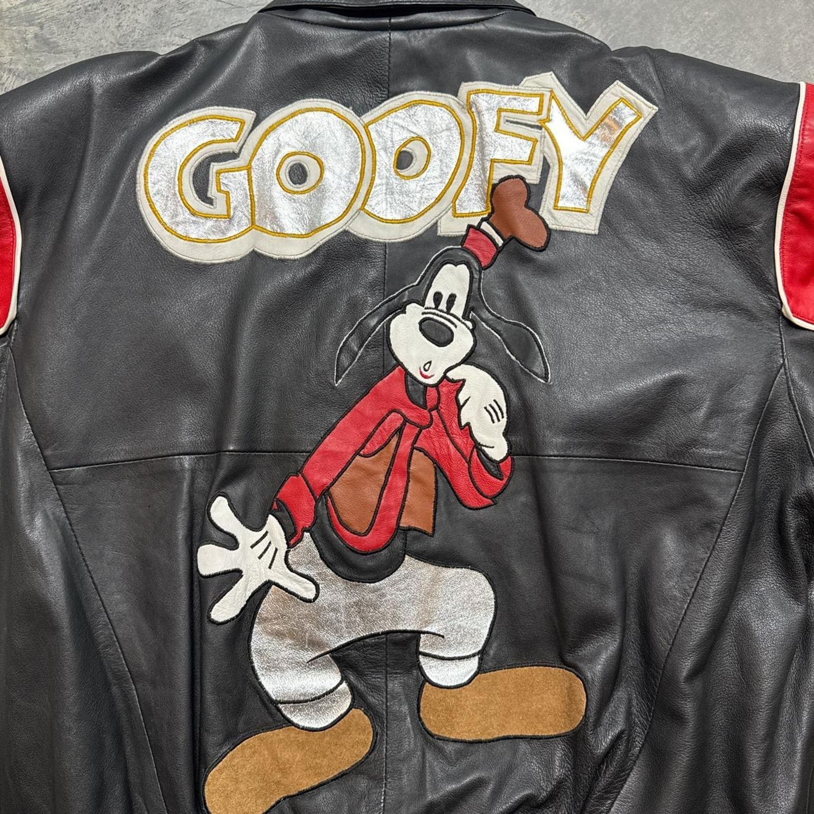 Disney × Vintage Vintage 90s Goofy Disney Lamb Leather Jacket Size US XL / EU 56 / 4 - 2 Thumbnail