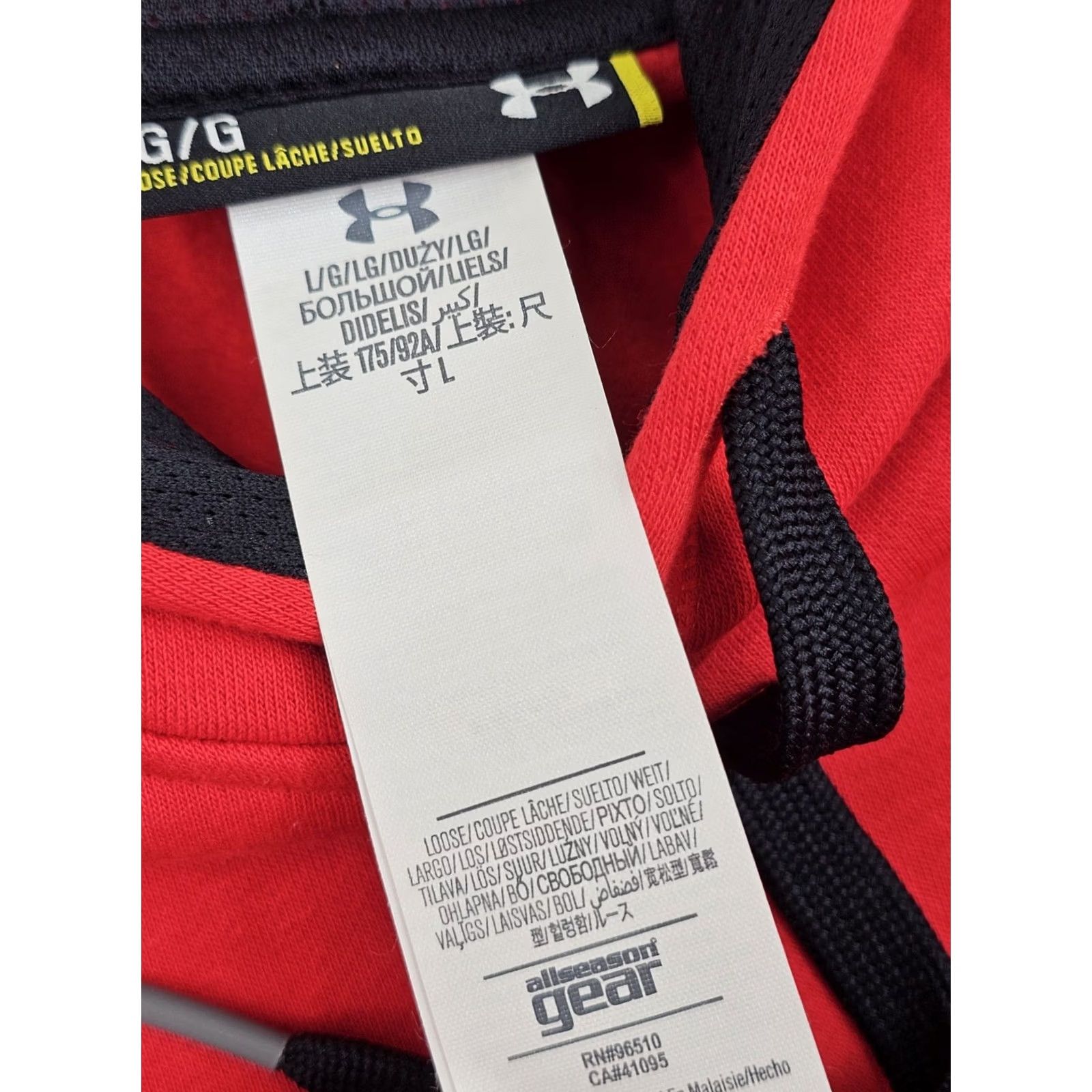 Under Armour Under Armour Team Rival All Season Gear Fleece Pullover Hoodie Men L Red EUC Size US L / EU 52-54 / 3 - 5 Thumbnail