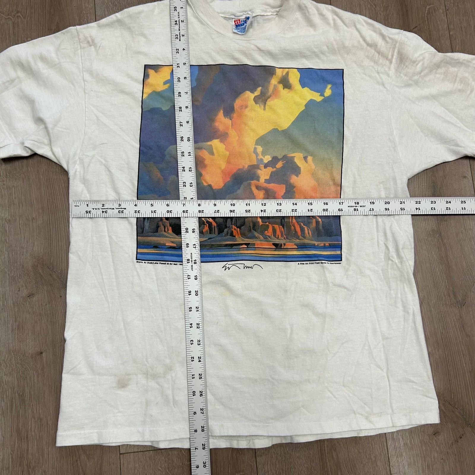 Vintage Vintage 1992 Ed Mell Storm at Dusk / Lake Powell Art Tee Size US XL / EU 56 / 4 - 9 Thumbnail