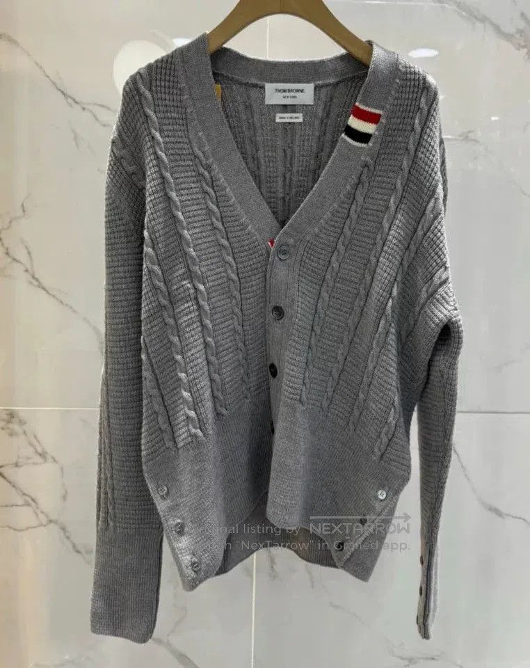Thom Browne Classic Gray Knitted Cardigan by Thom Browne. Size US M / EU 48-50 / 2 - 1 Thumbnail