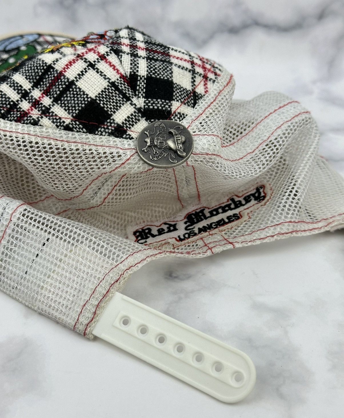 Ed Hardy Vtg Ed Hardy x Red Monkey Trucker Hat Plaid Tattoo Y2K Cap Size ONE SIZE - 6 Thumbnail