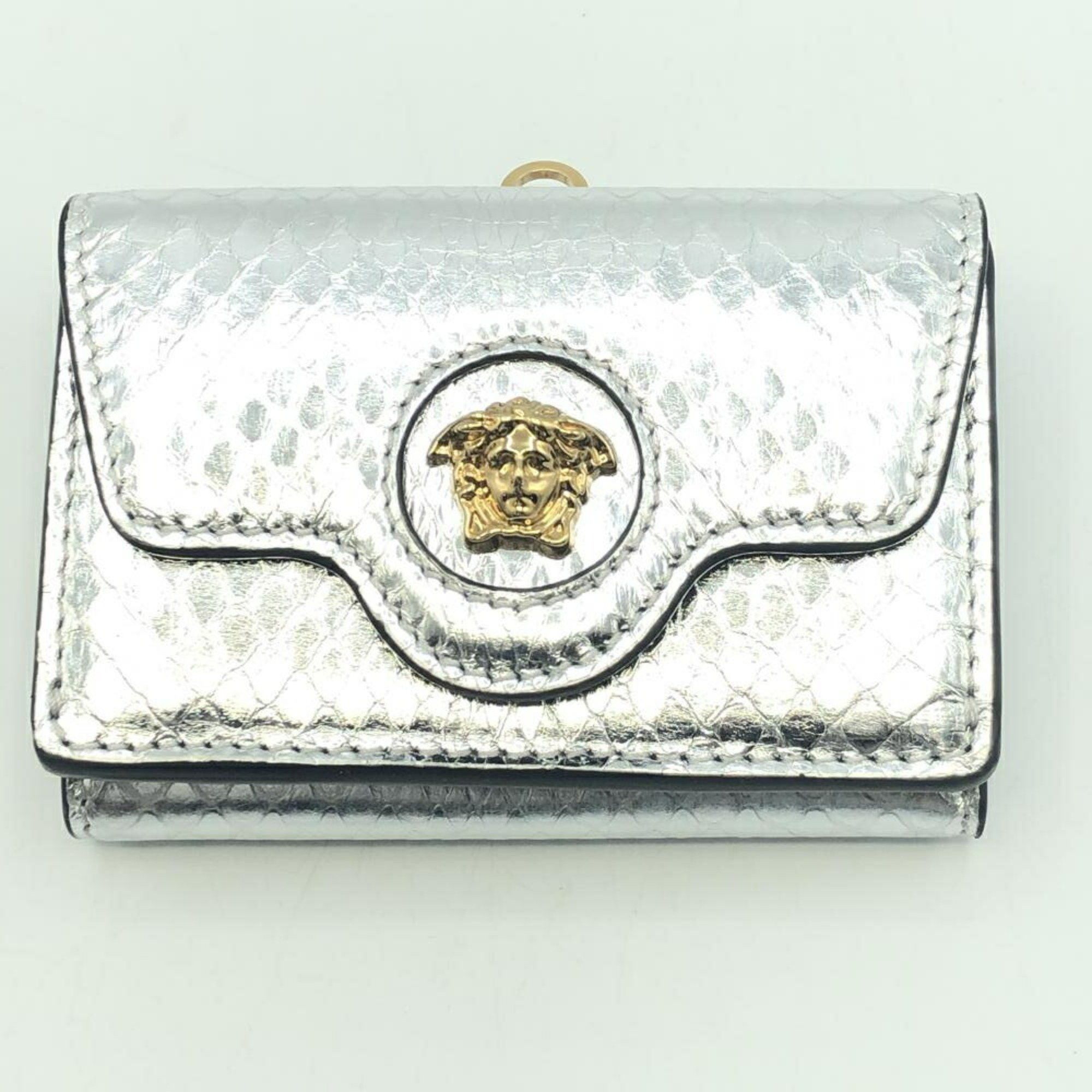 image of Versace Tri-Fold Wallet Chain Silver Versace, Women's