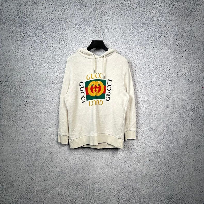 Gucci GucciWhite square logo destroys old hooded sweatshirts 2503 Size US S / EU 44-46 / 1 - 1 Thumbnail