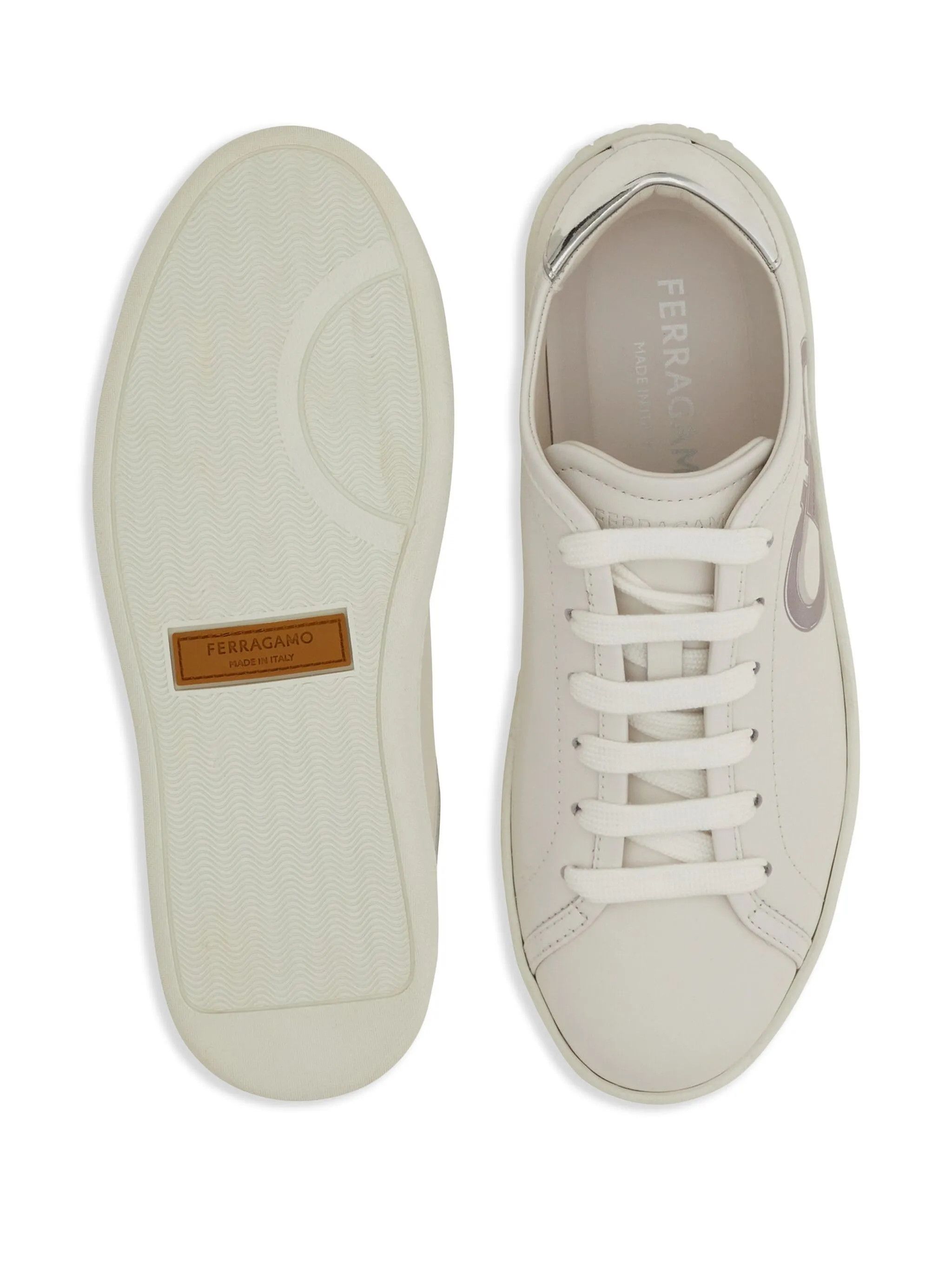 Salvatore Ferragamo o1s1rm0526 Double Gancini Low-Top Sneakers in White Size US 6 / IT 36 - 5 Thumbnail