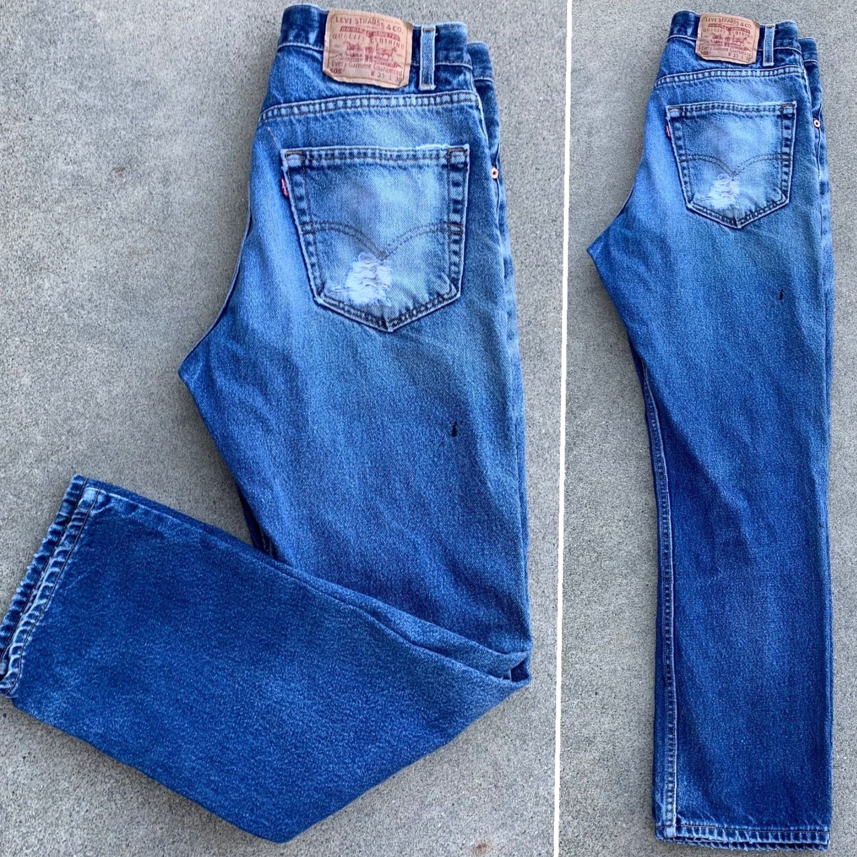 Levi's VINTAGE Levi’s 505 Jeans Regular Fit Straight 32x30 Blue Denim Distressed Belt Loops 5-Pocket Men Size US 33 - 2 Thumbnail