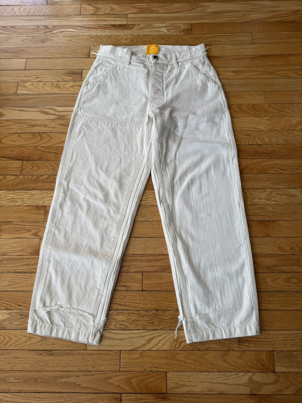 AIREI Distressed Paneled Cotton Twill Trousers Size US 33 - 1 Thumbnail