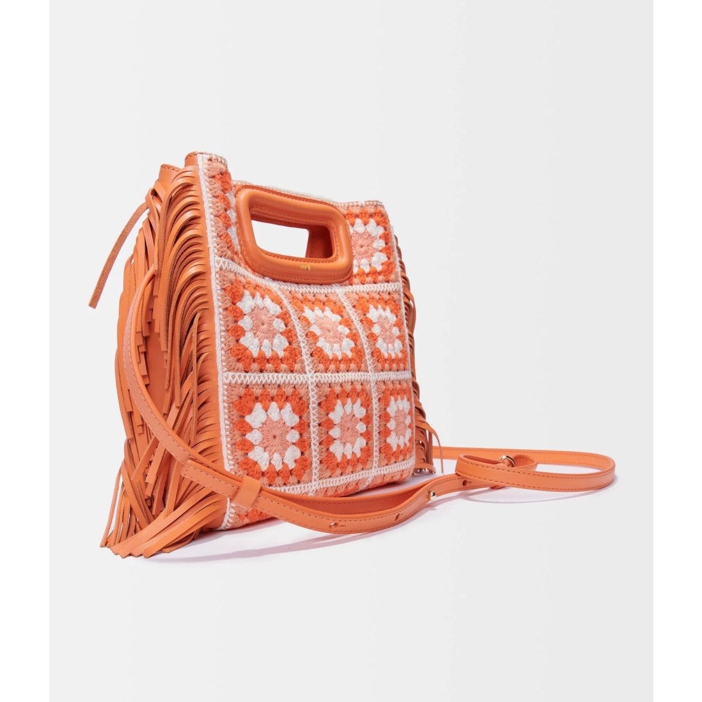 Maje NEW Maje Crochet M Bag Orange Floral Print Clutch/Crossbody Size ONE SIZE - 1 Thumbnail