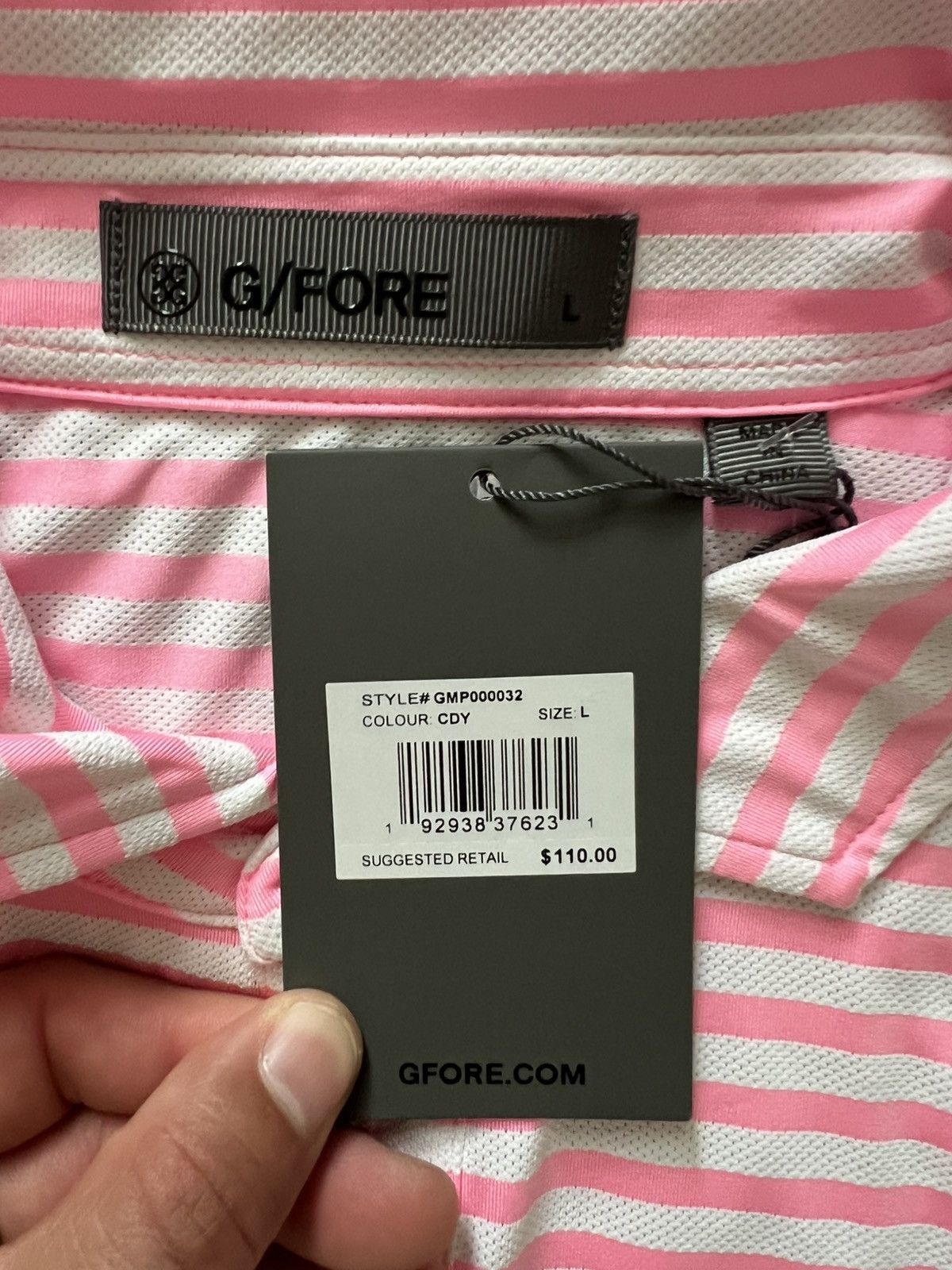 G/FORE G/FORE Men's Candy Perforated Stripe Tech Jersey Polo Size US L / EU 52-54 / 3 - 8 Thumbnail