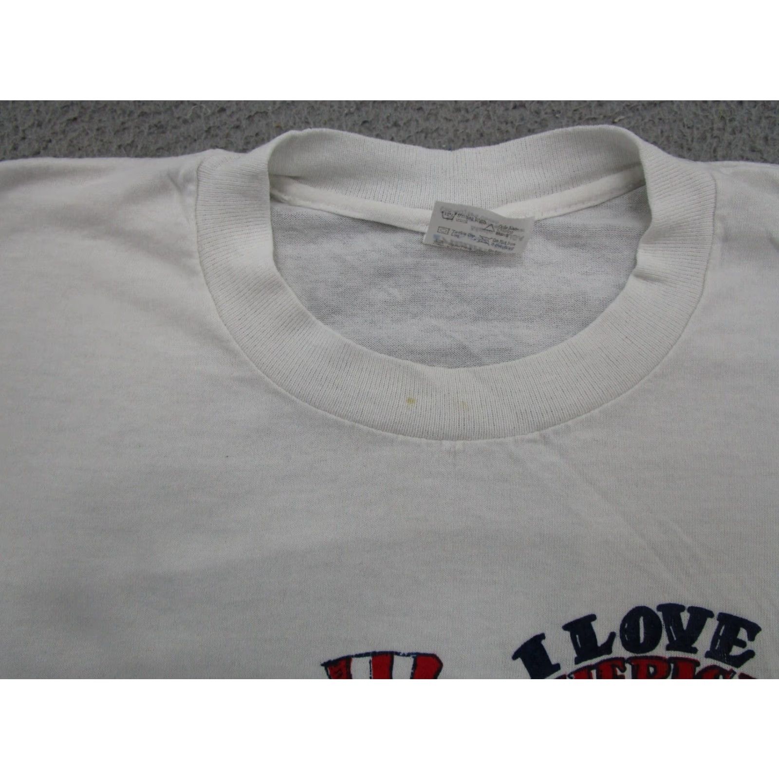 Vintage VTG Stedman Shirt I Love America Make My Day Hippie Uncle Sam Army 70s 80s SZ M White Mens Size US M / EU 48-50 / 2 - 4 Thumbnail