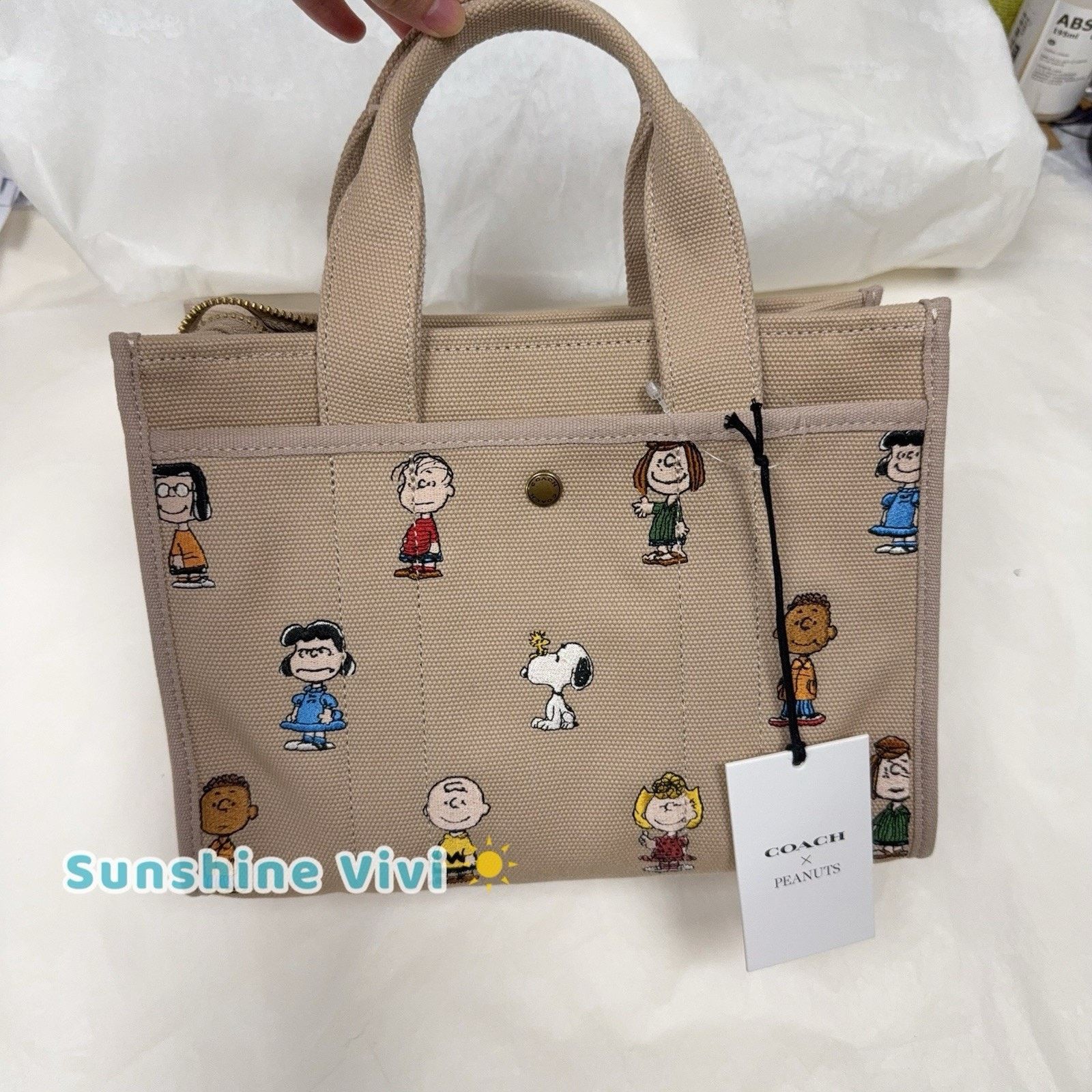 Coach NWT Limited COACH x PEANUTS Cargo Tote Bag 26 CBH43 Canvas Size ONE SIZE - 4 Thumbnail