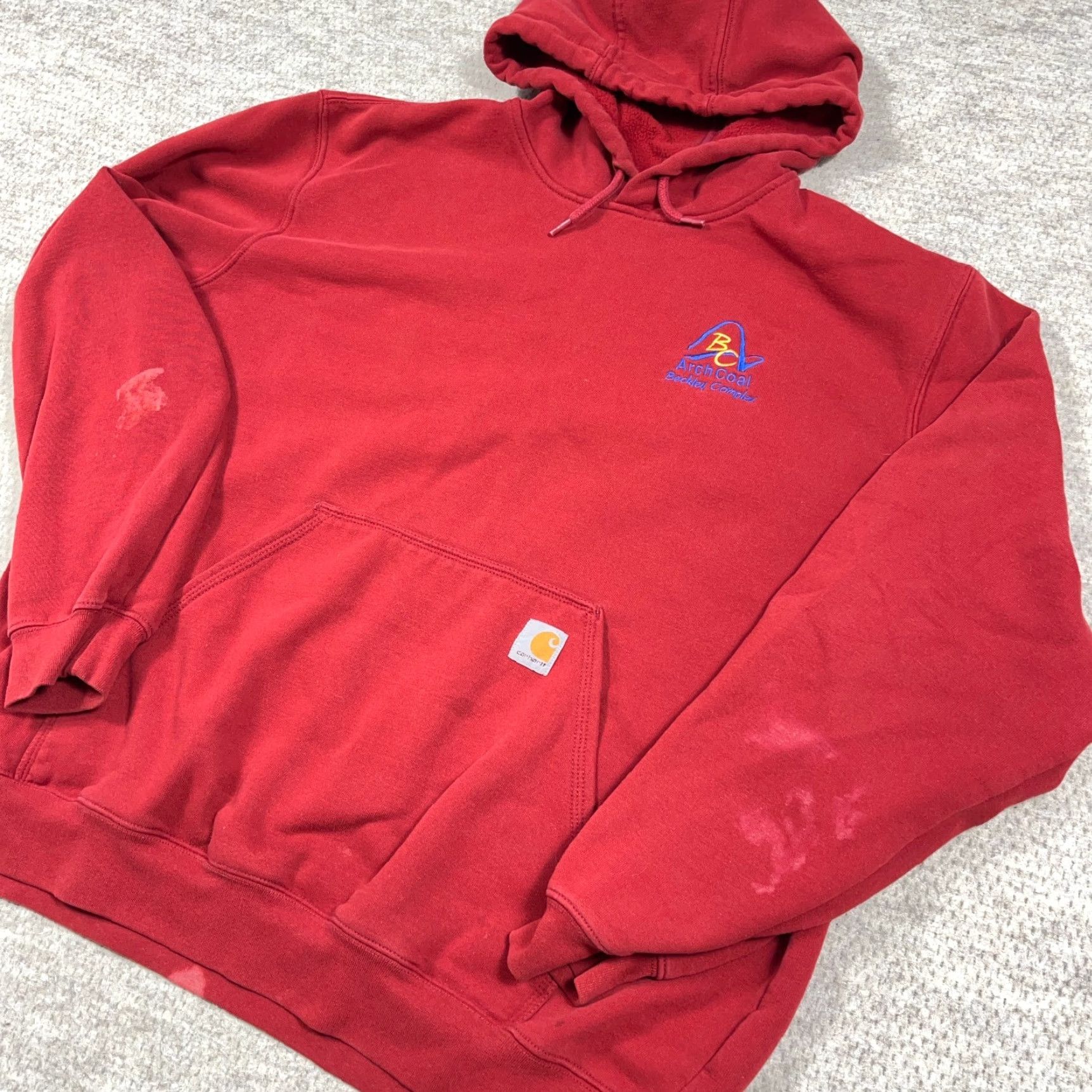 Carhartt Carhartt Hoodie Men XL Red Sweatshirt Original Fit Embroidered Grunge Worn Size US XL / EU 56 / 4 - 2 Thumbnail