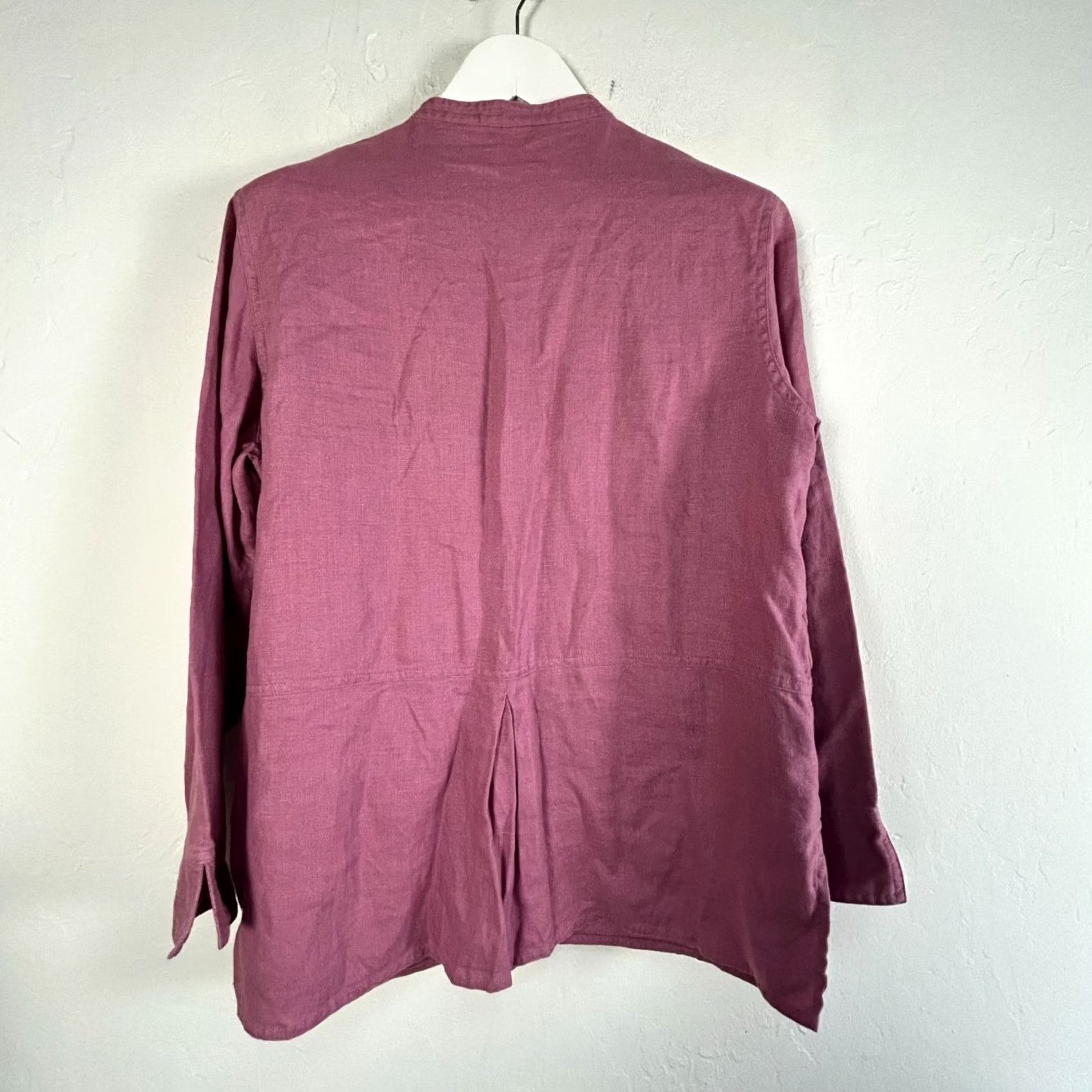 J. Jill J. Jill Womens Purple Linen Button-Up Tunic Top Medium Casual Long Sleeve Size M / US 6-8 / IT 42-44 - 2 Thumbnail