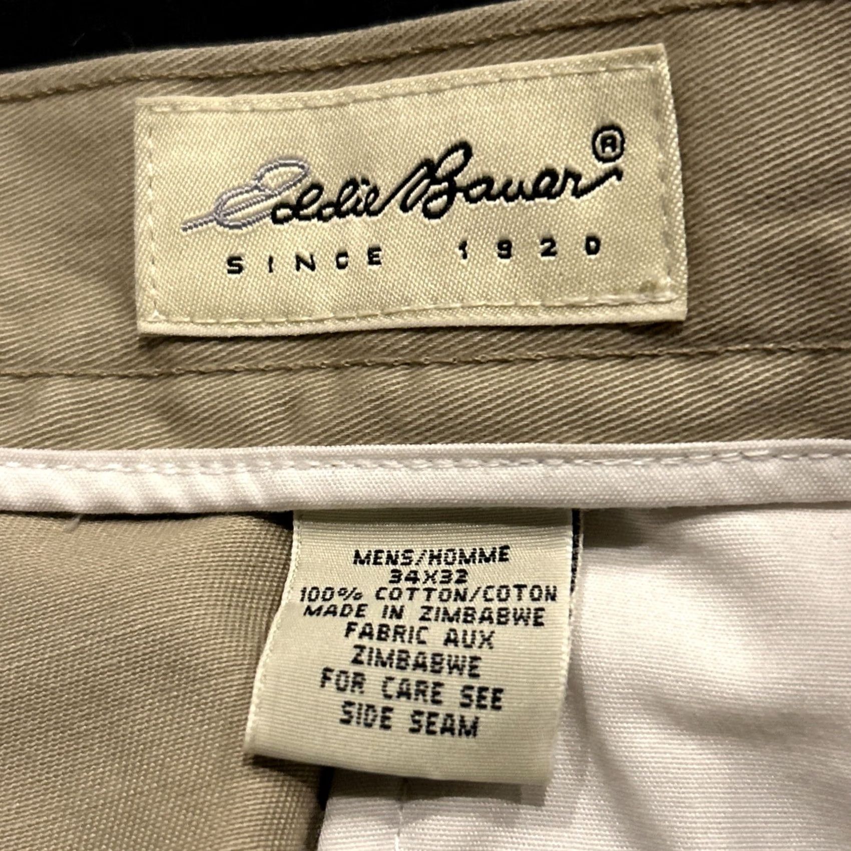 Eddie Bauer Eddie Bauer Pants Mens 34x 26 Khaki Cotton Pleated Dress B12 Size US 34 / EU 50 - 2 Thumbnail