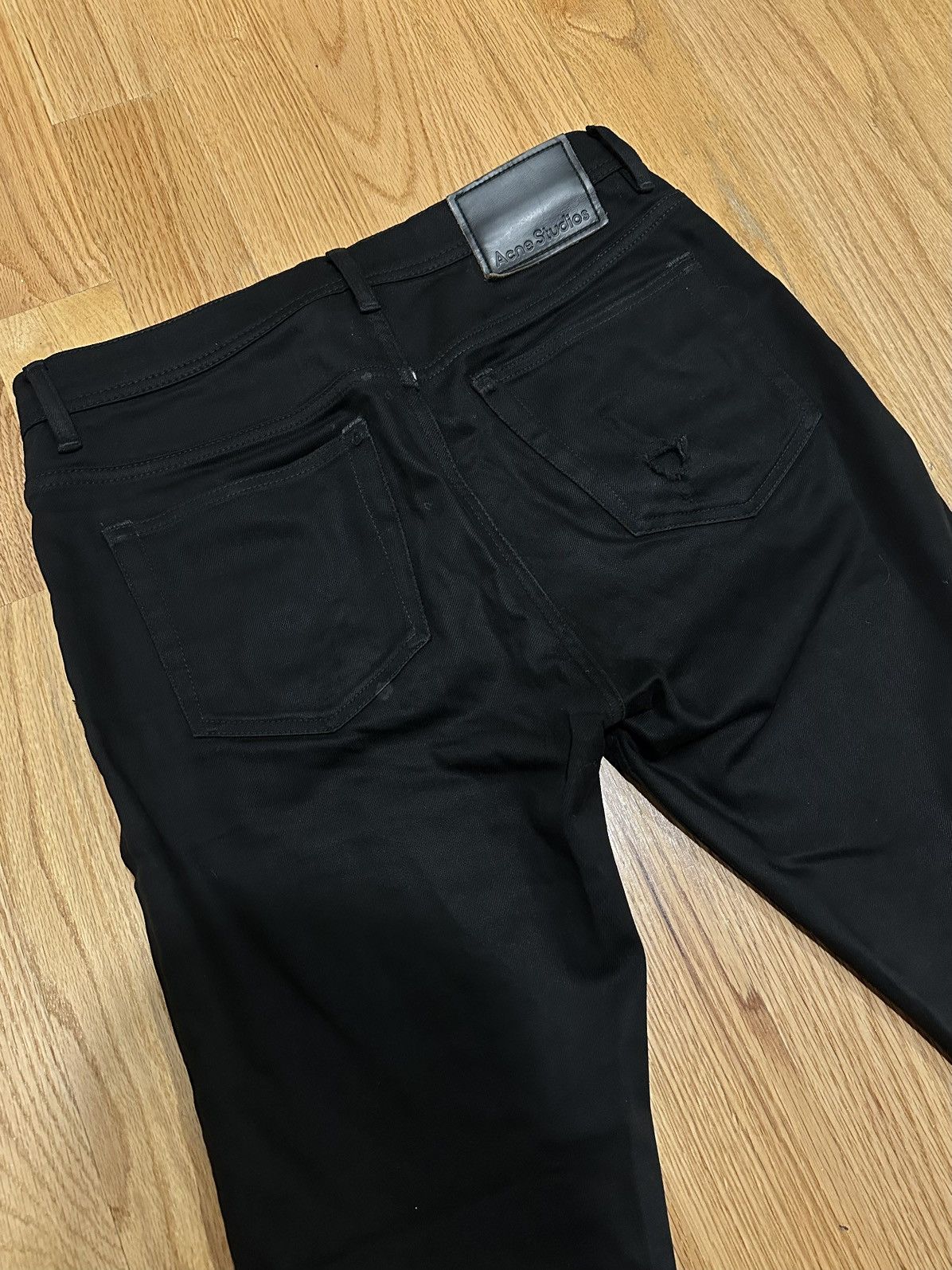 Acne Studios Studio River Stay Black Denim Raw Jeans Pants