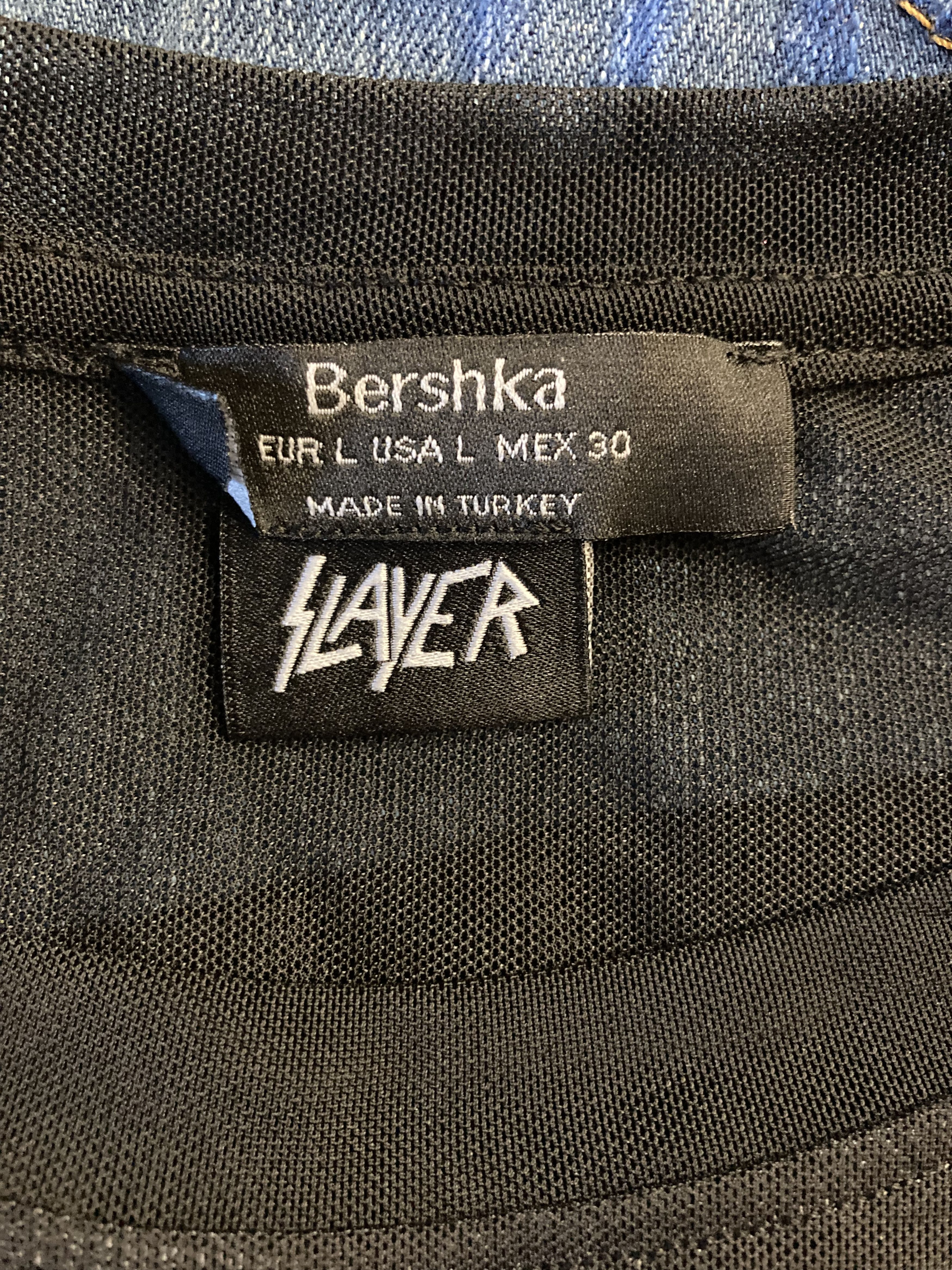 Band Tees × Bershka × Slayer Slayer Logo Tulle Mesh Oversized Band Tee Sz.-L Size L / US 10 / IT 46 - 4 Thumbnail
