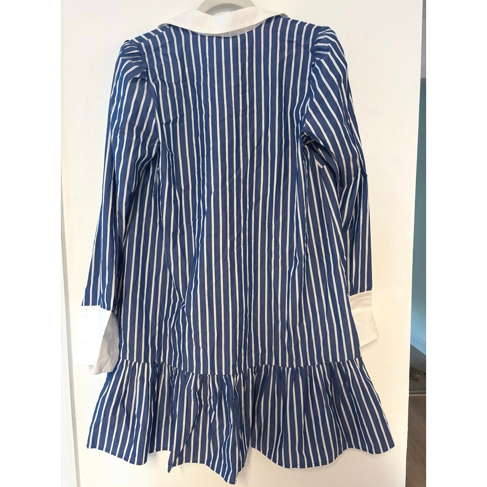 J.Crew NWT J.Crew Tiered Shirtdress Cotton Poplin Blue White Size 6 Size M / US 6-8 / IT 42-44 - 8 Thumbnail