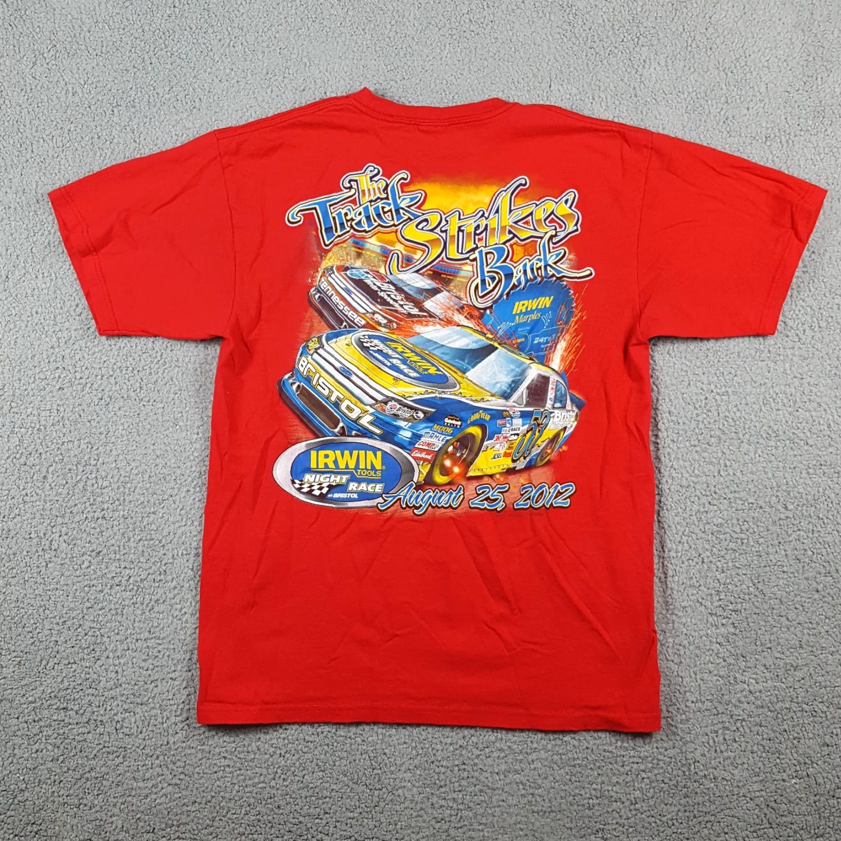 Anvil VINTAGE Anvil Bristol Motor Speedway NASCAR Irwin Racing T-Shirt Adult Large Red Short Sleeve Retro 90s Mens Size US L / EU 52-54 / 3 - 5 Thumbnail