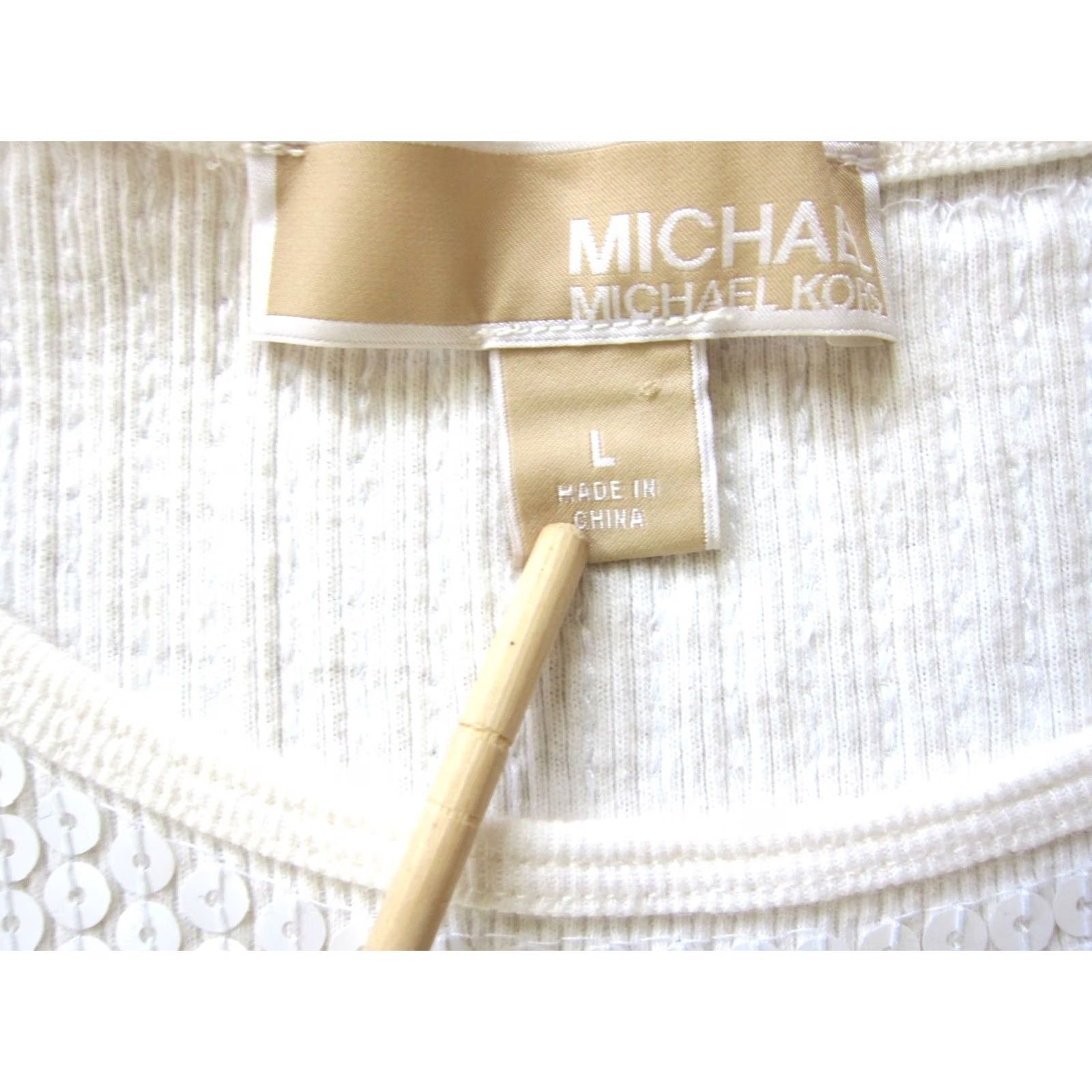 Michael Kors Michael Kors White Sequin Shimmer Short Sleeve Tunic Shirt Dress L - Adult Womens Regular XS? Size L / US 10 / IT 46 - 3 Thumbnail