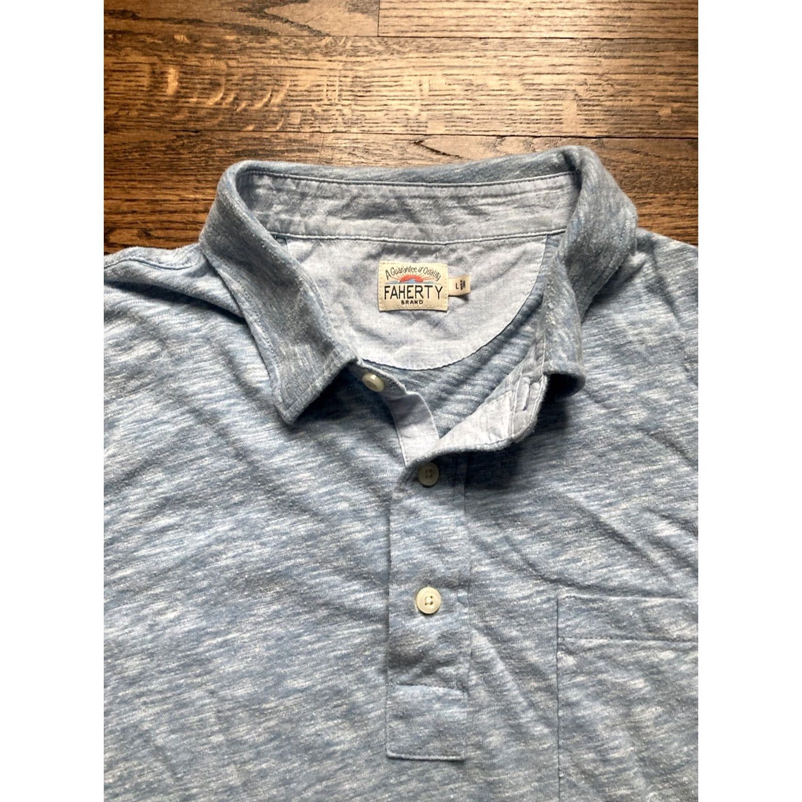 Faherty Faherty Polo Shirt Mens L Blue Pocket Logo Breathable Lightweight Casual Golf Shirt Size US L / EU 52-54 / 3 - 4 Thumbnail