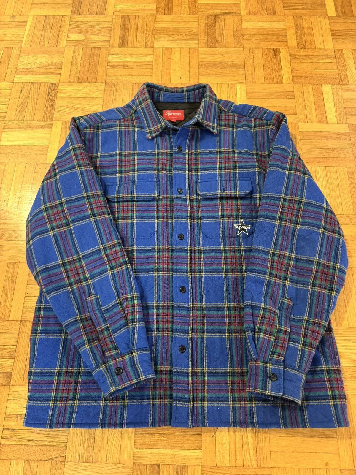 Supreme Supreme Quilted Plaid Flannel Shirt Dusty Royal Size US M / EU 48-50 / 2 - 2 Thumbnail
