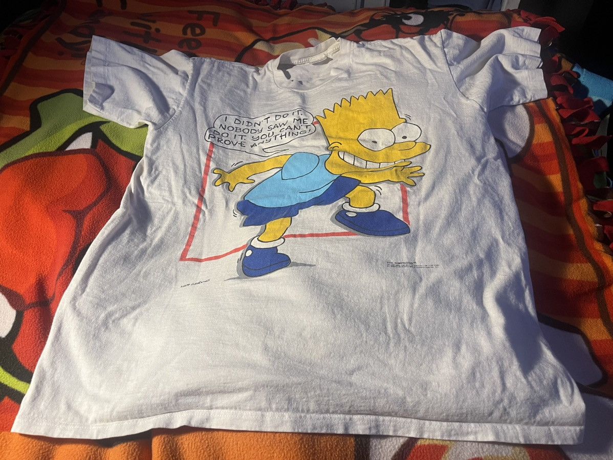 image of Made In USA x The Simpsons (1990) Bart Simpson Shirt in White, Men's (Size XL)