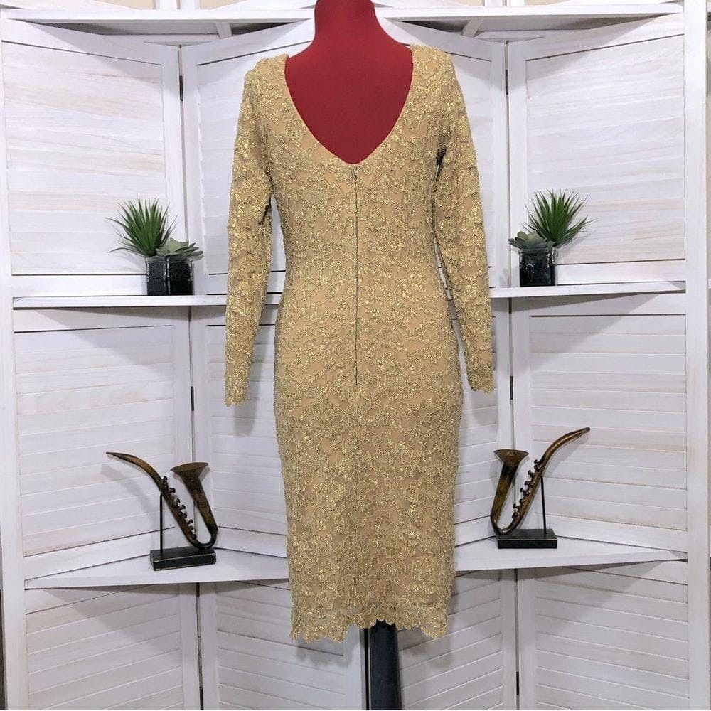Vintage Molly Malloy All That Jazz 80s golden cocktail party dress S Size S / US 4 / IT 40 - 2 Thumbnail
