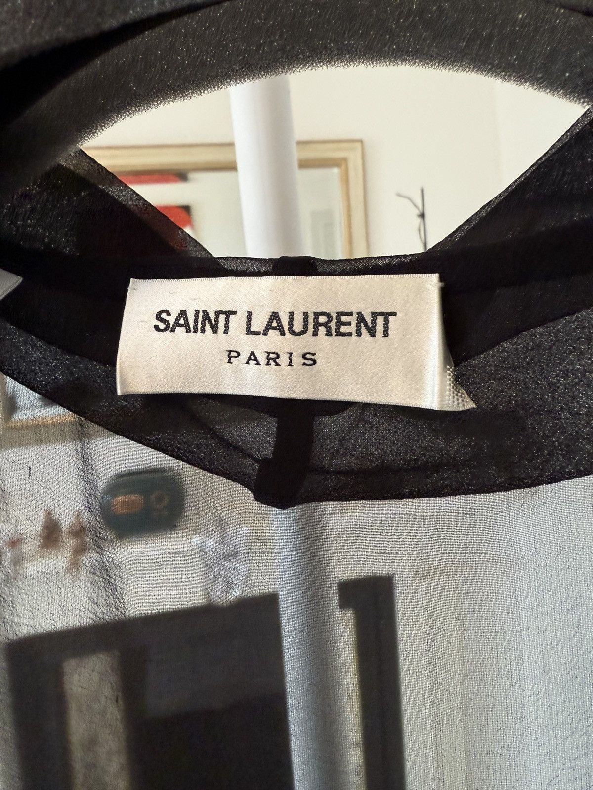 Saint Laurent Paris FW23 Saint Laurent Lavalliere-Neck Shirt in Silk Muslin Size US XS / EU 42 / 0 - 10 Thumbnail