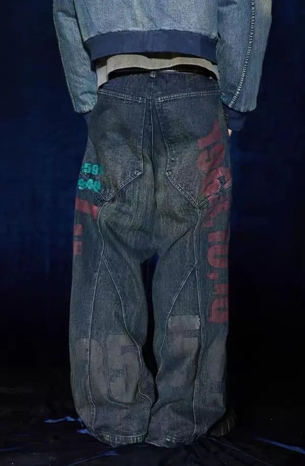Japanese Brand VIBE vintage washed distressed niche printed baggy jeans Size US 32 / EU 48 - 4 Thumbnail