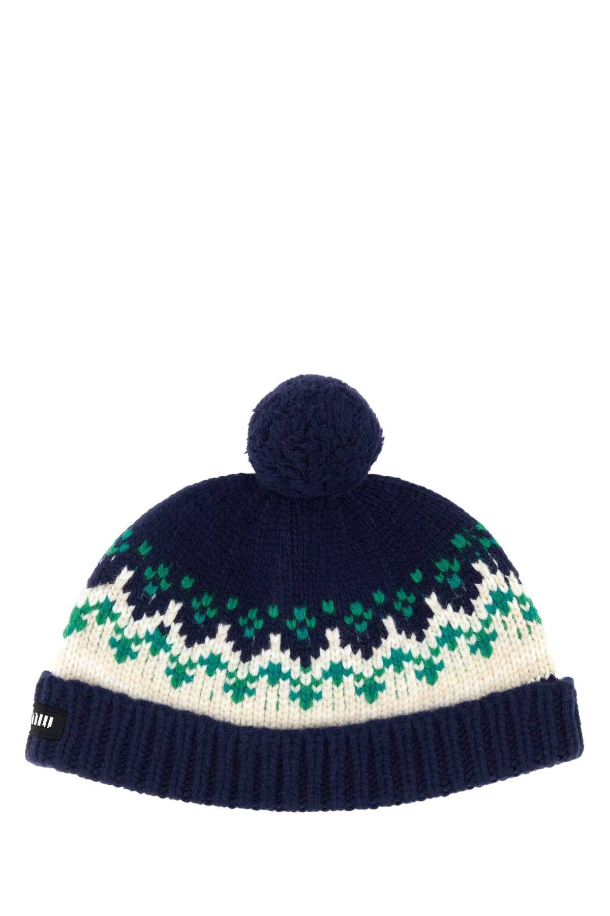Miu Miu Embroidered Wool Beanie Hat Size ONE SIZE - 1 Thumbnail