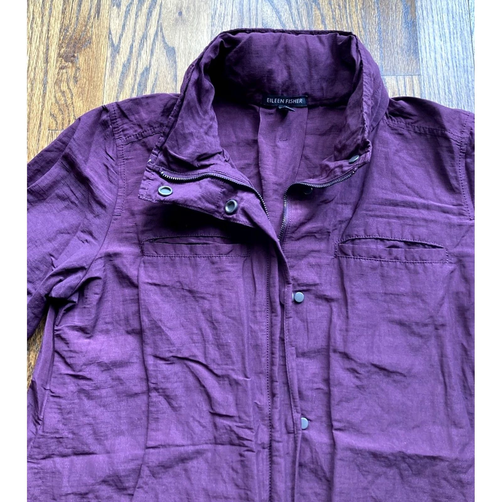 Eileen Fisher Eileen Fisher Womens Purple Windbreaker Jacket Size XS Zip Snap Casual Outdoor Size XS / US 0-2 / IT 36-38 - 4 Thumbnail