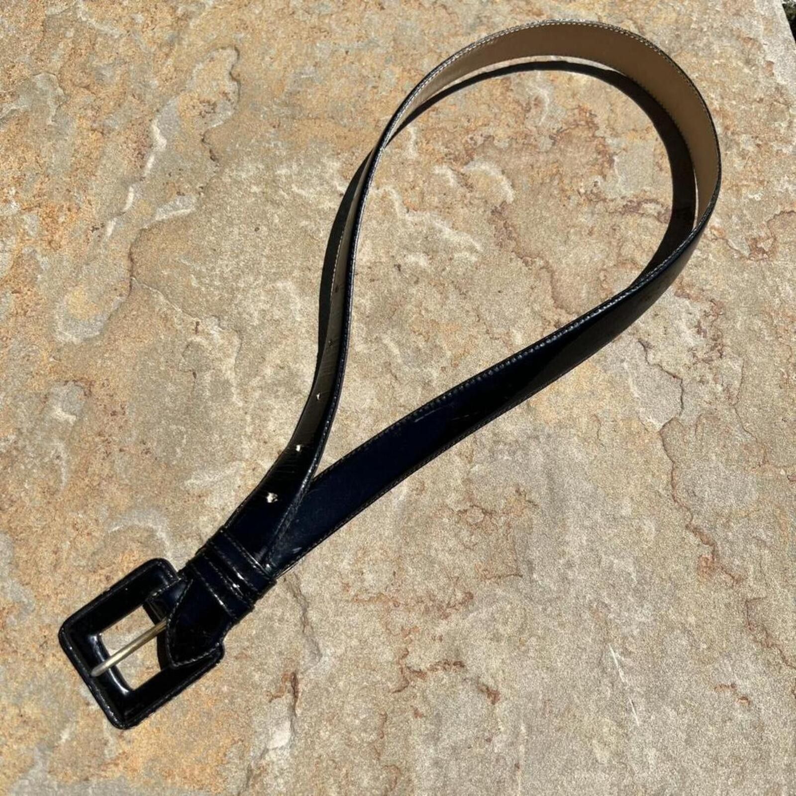 Vintage Neo-Vintage 90s Black Patent Leather Belt Size ONE SIZE - 1 Thumbnail