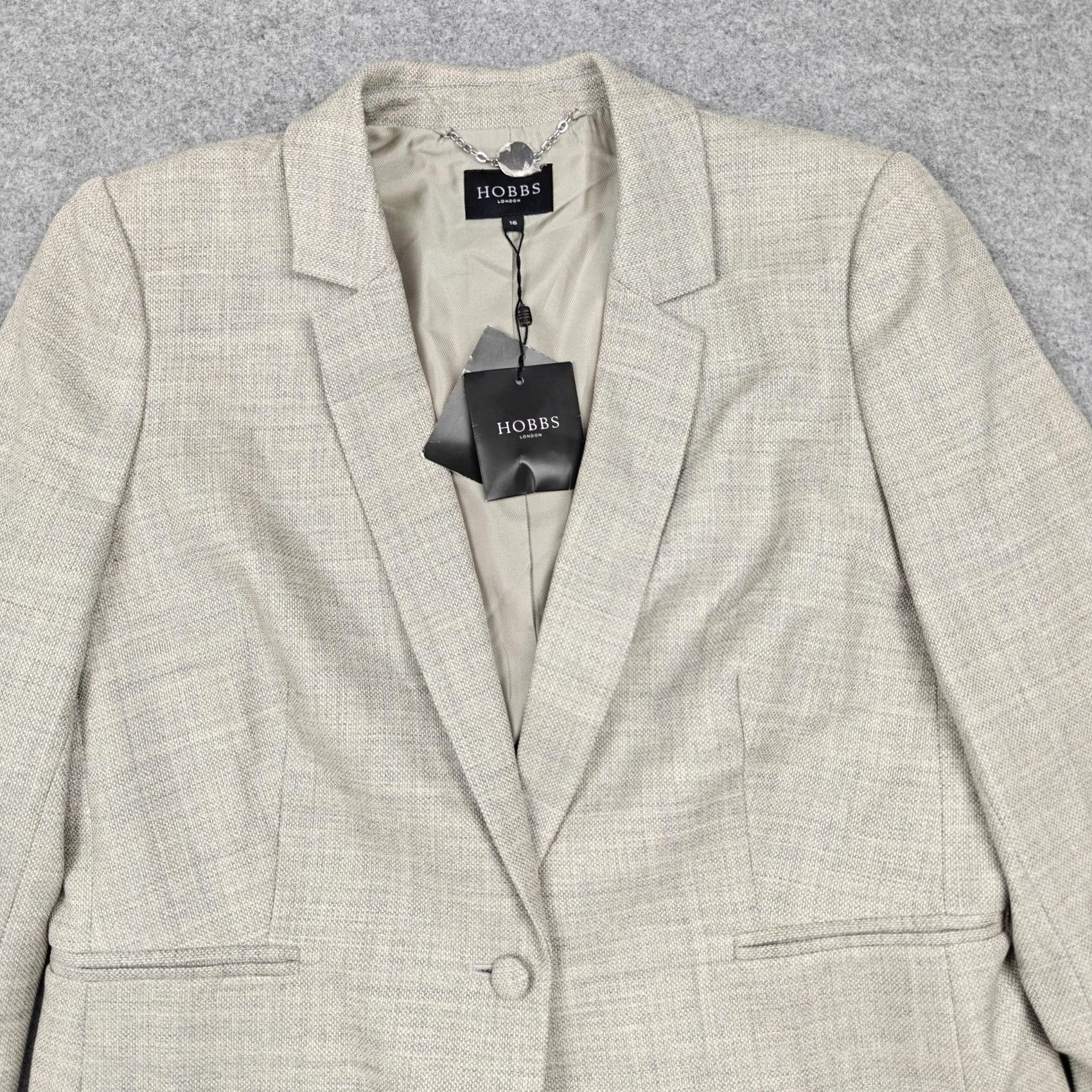 Vintage Hobbs Jacket Womens 16 White Blazer Wool Millbank One Button Lined Suit Workwear Size XXL / US 16-18 / IT 52-54 - 2 Thumbnail