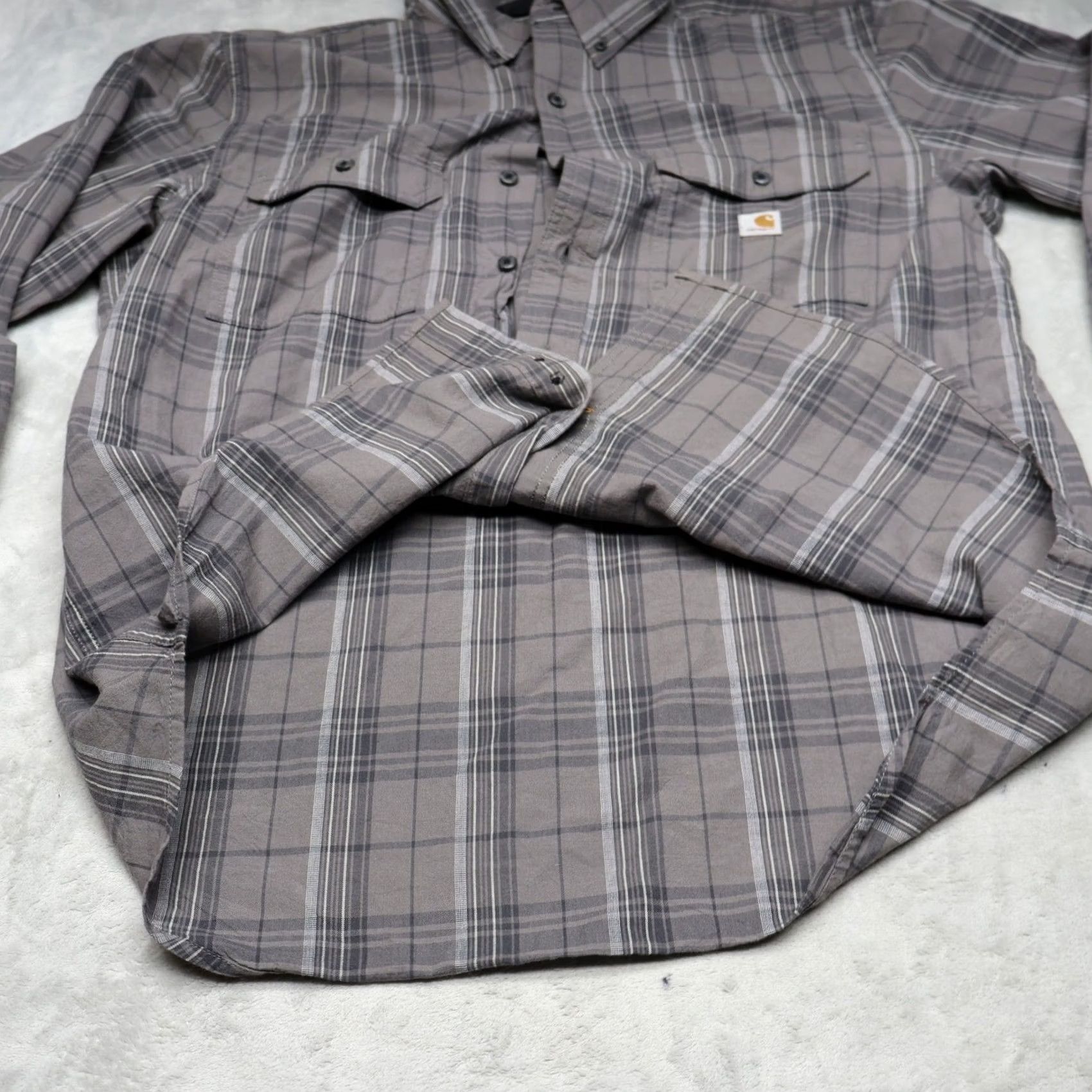 Carhartt Carhartt Shirt Mens Large Black Plaid Loose Fit Midweight Chambray Long Sleeve Size US L / EU 52-54 / 3 - 5 Thumbnail