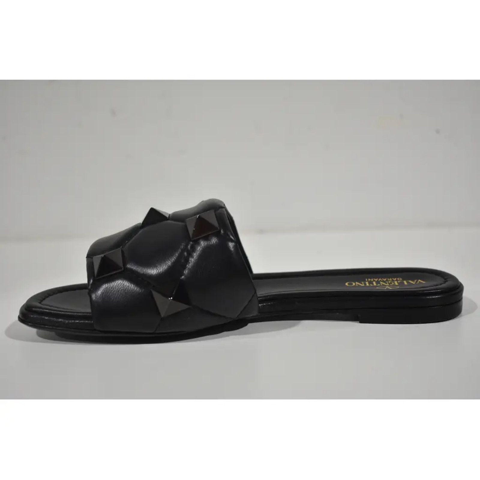 Valentino Valentino Rockstud Roman Stud Black Leather Quilted Slide Size US 6 / IT 36 - 8 Thumbnail