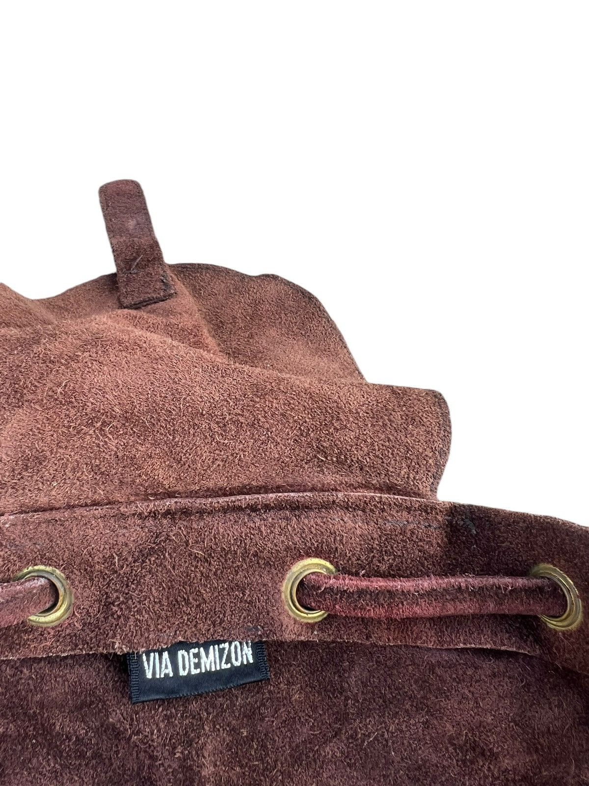 Leather Vintage 90s VIA DEMIZON Japan Suede Leather Backpack Bag Size ONE SIZE - 24 Thumbnail