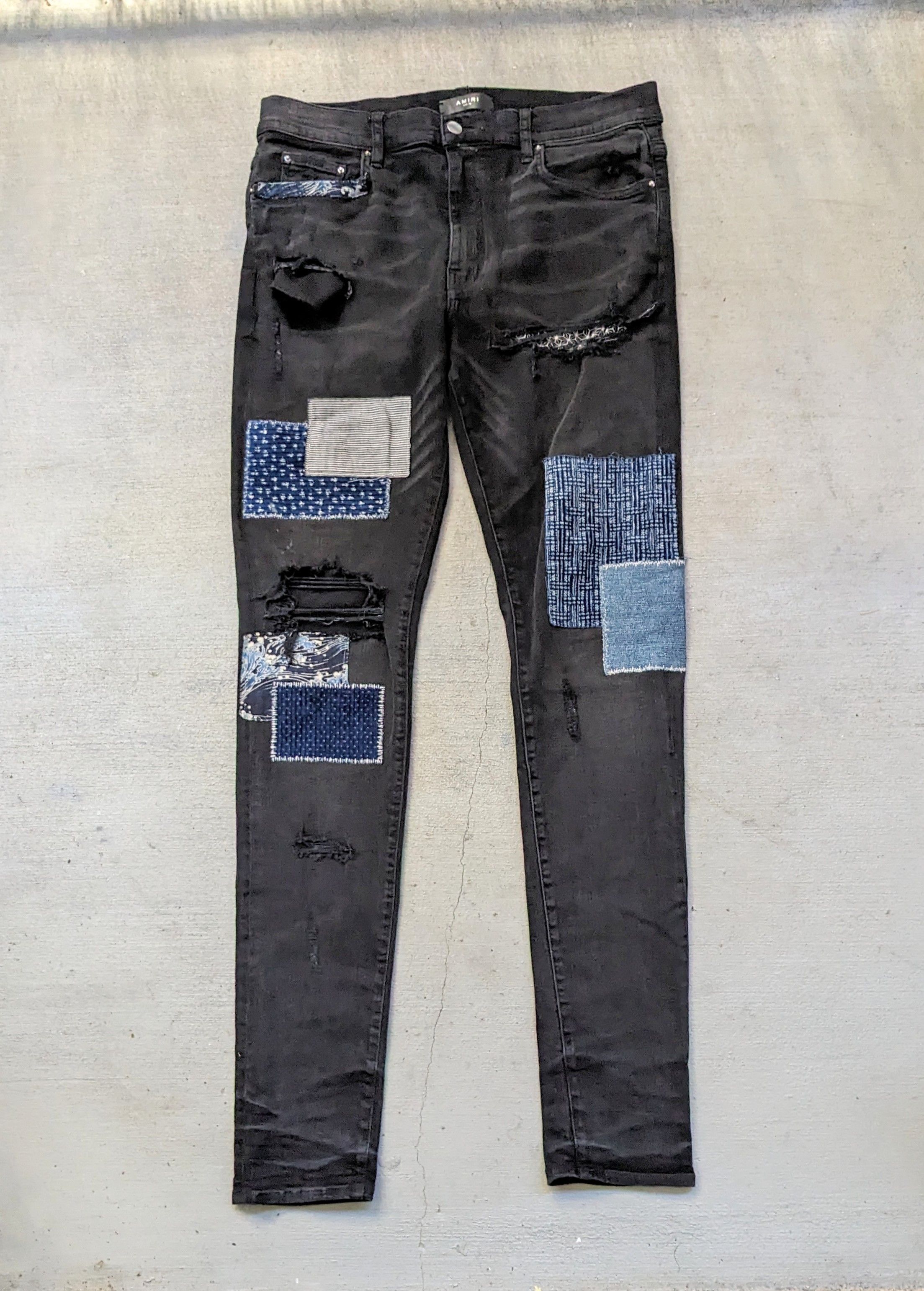 Amiri AMIRI Japanese Repair Denim Jeans Black Size 36 x 35 Slim Size US 36 / EU 52 - 1 Thumbnail