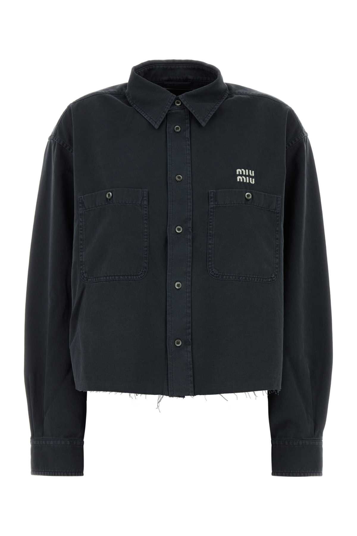 Miu Miu Dark Grey Denim Shirt Size M / US 6-8 / IT 42-44 - 1 Thumbnail